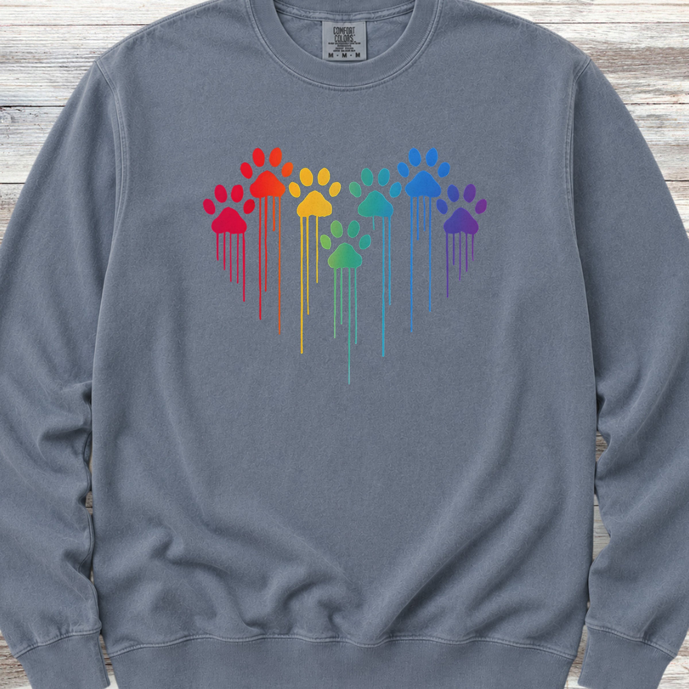 Rainbow Heart Prints Sweatshirt - Blue Jean