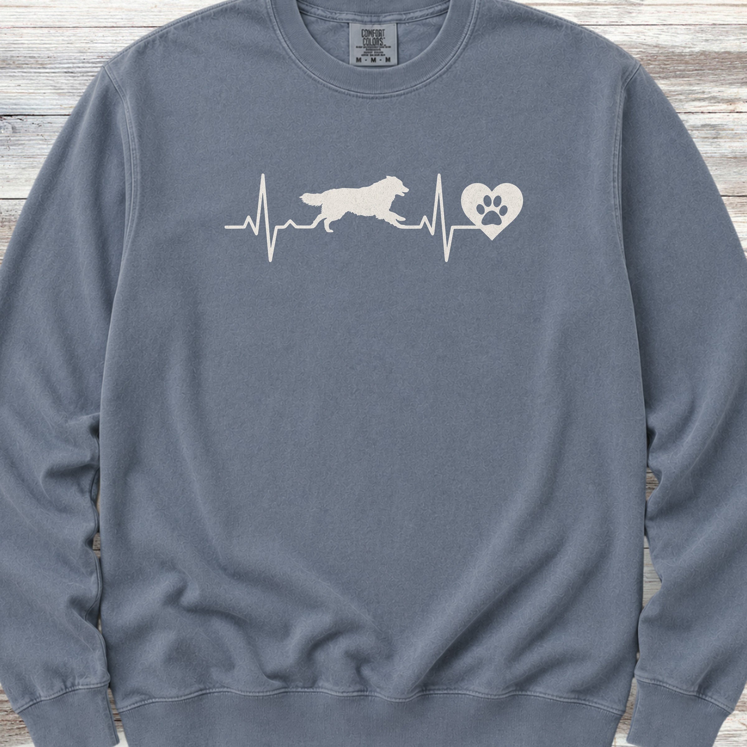 Australian Shepherd Heartbeat Sweatshirt - Blue Jean