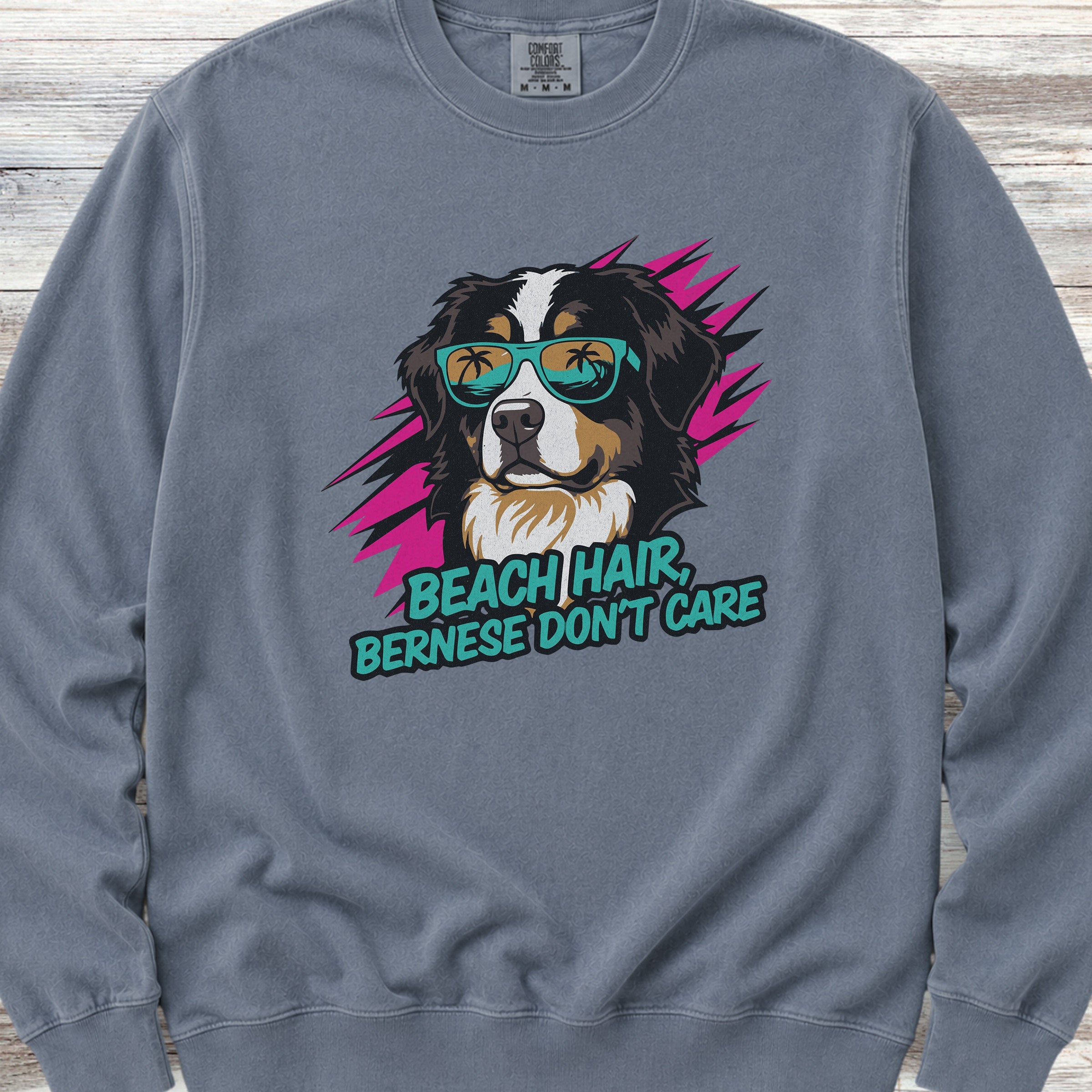 Bernese Mountain Dog Beach Hair Sweatshirt - Blue Jean