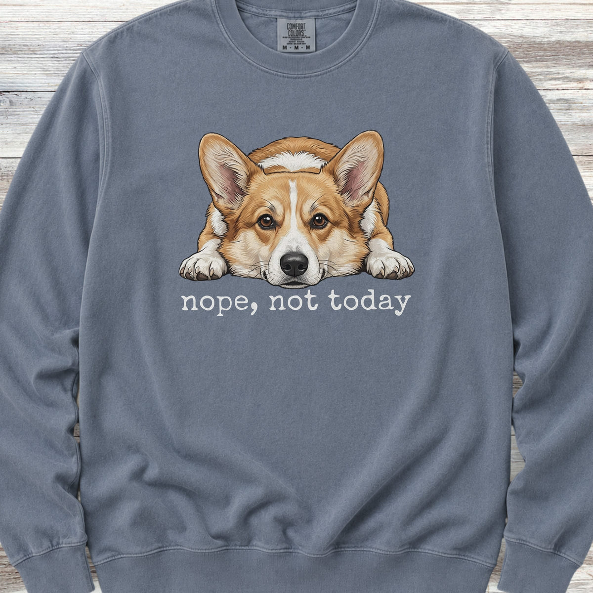 Corgi Nope Sweatshirt - Blue Jean