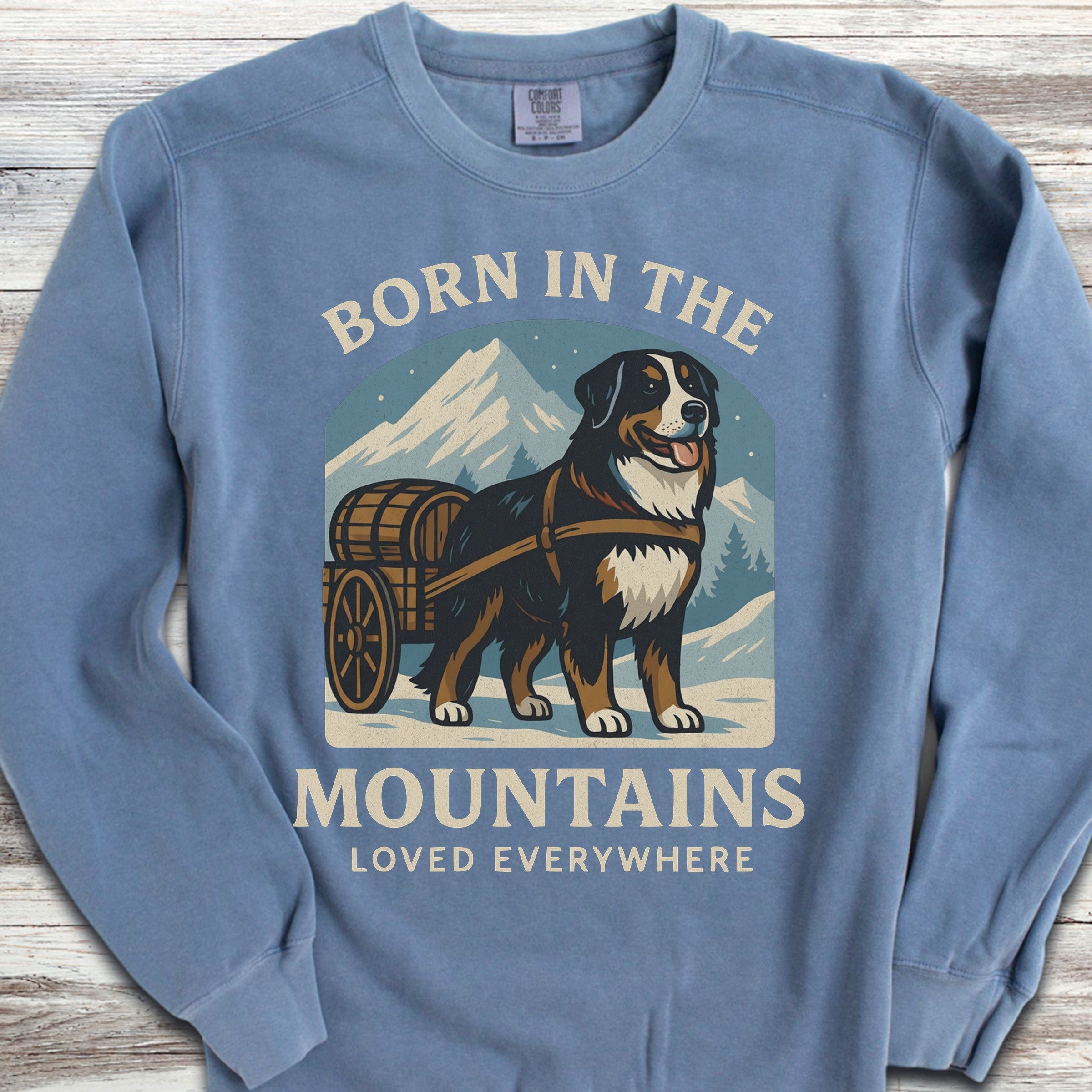 Bernese Mountain Dog Born Sweatshirt - Blue Jean