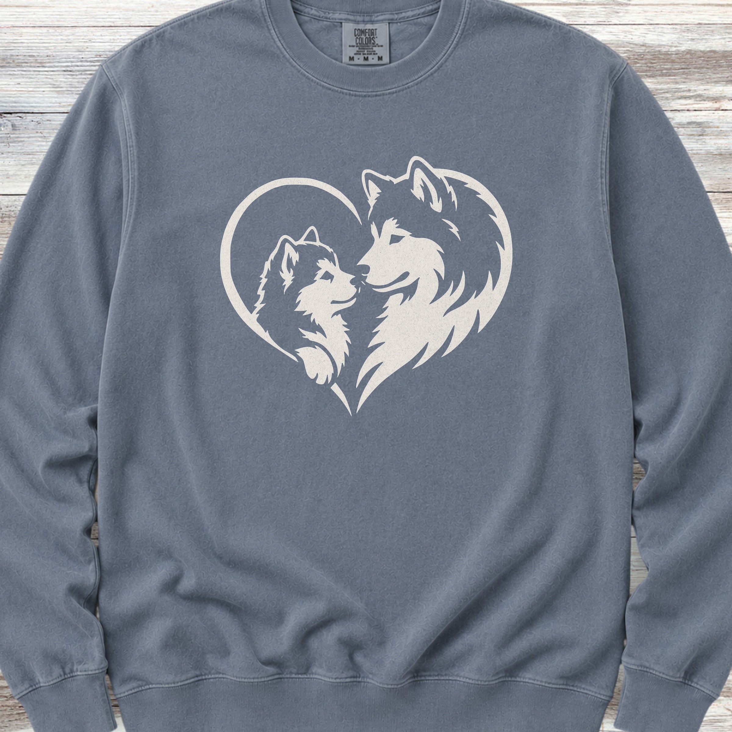 Alaskan Malamute Heart Bond Sweatshirt - Blue Jean
