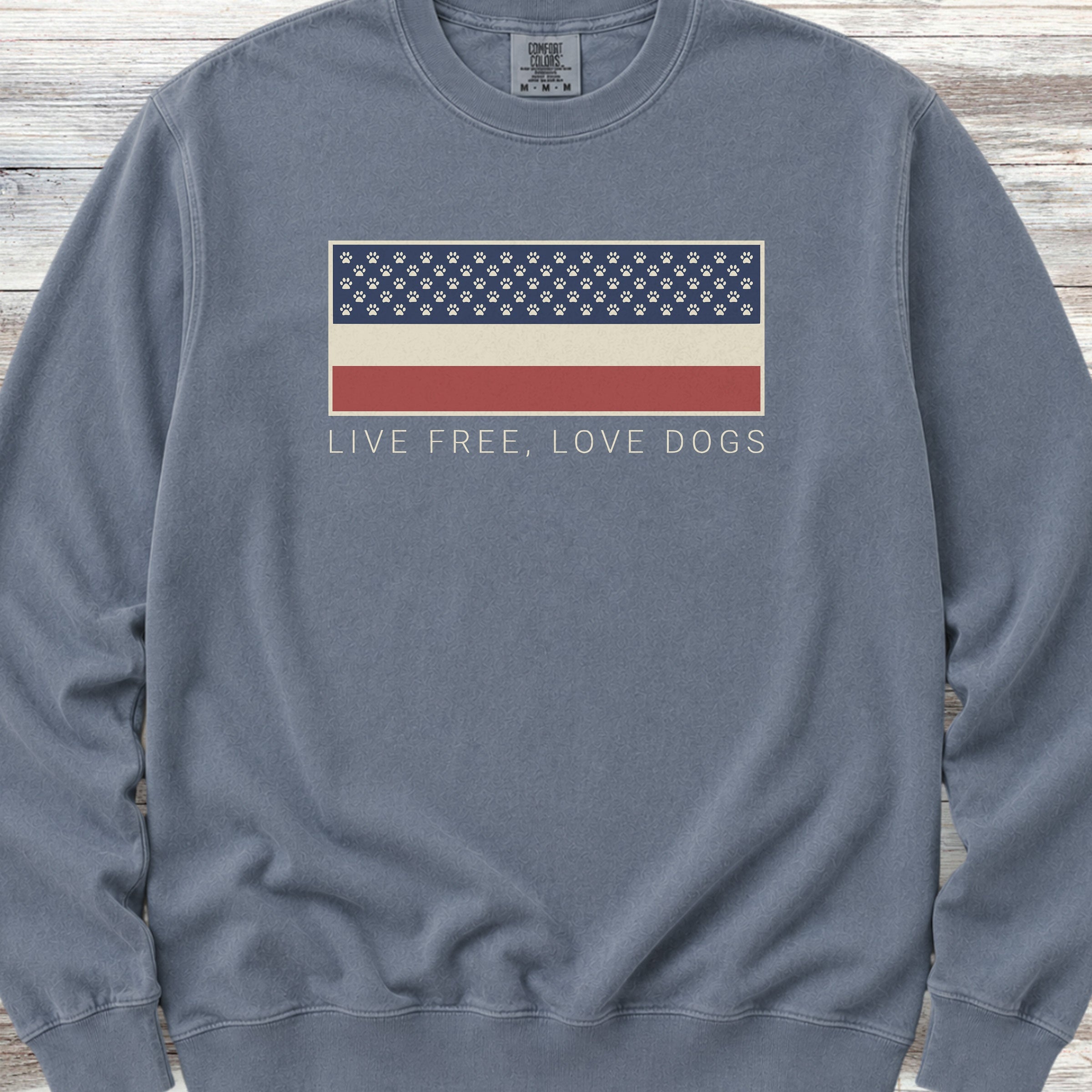 Live Free Love Dogs Sweatshirt - Blue Jean