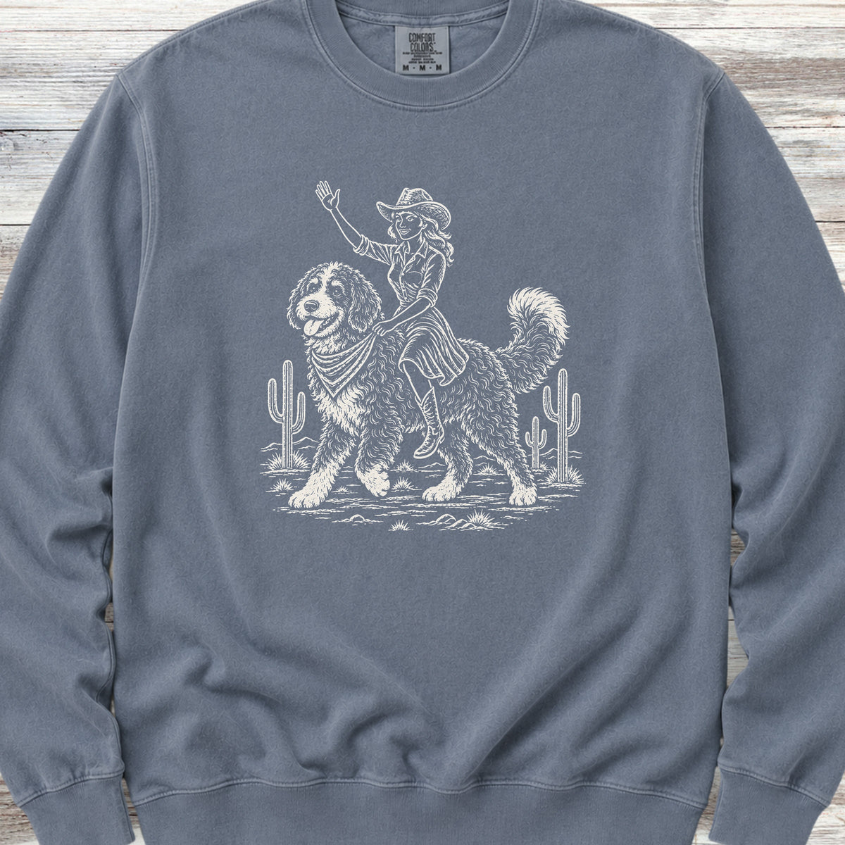 Bernedoodle Cowgirl Sweatshirt - Blue Jean