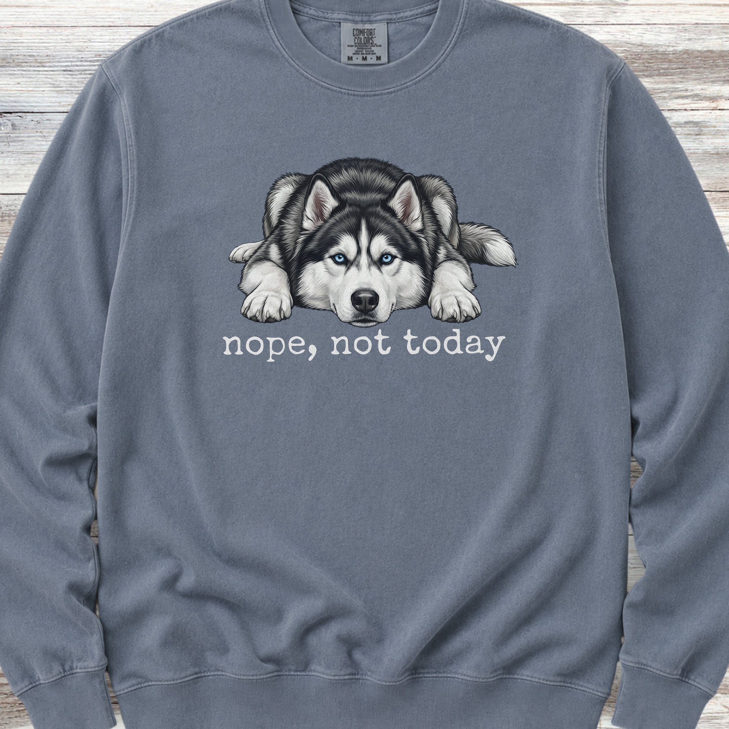 Husky Nope Sweatshirt - Blue Jean