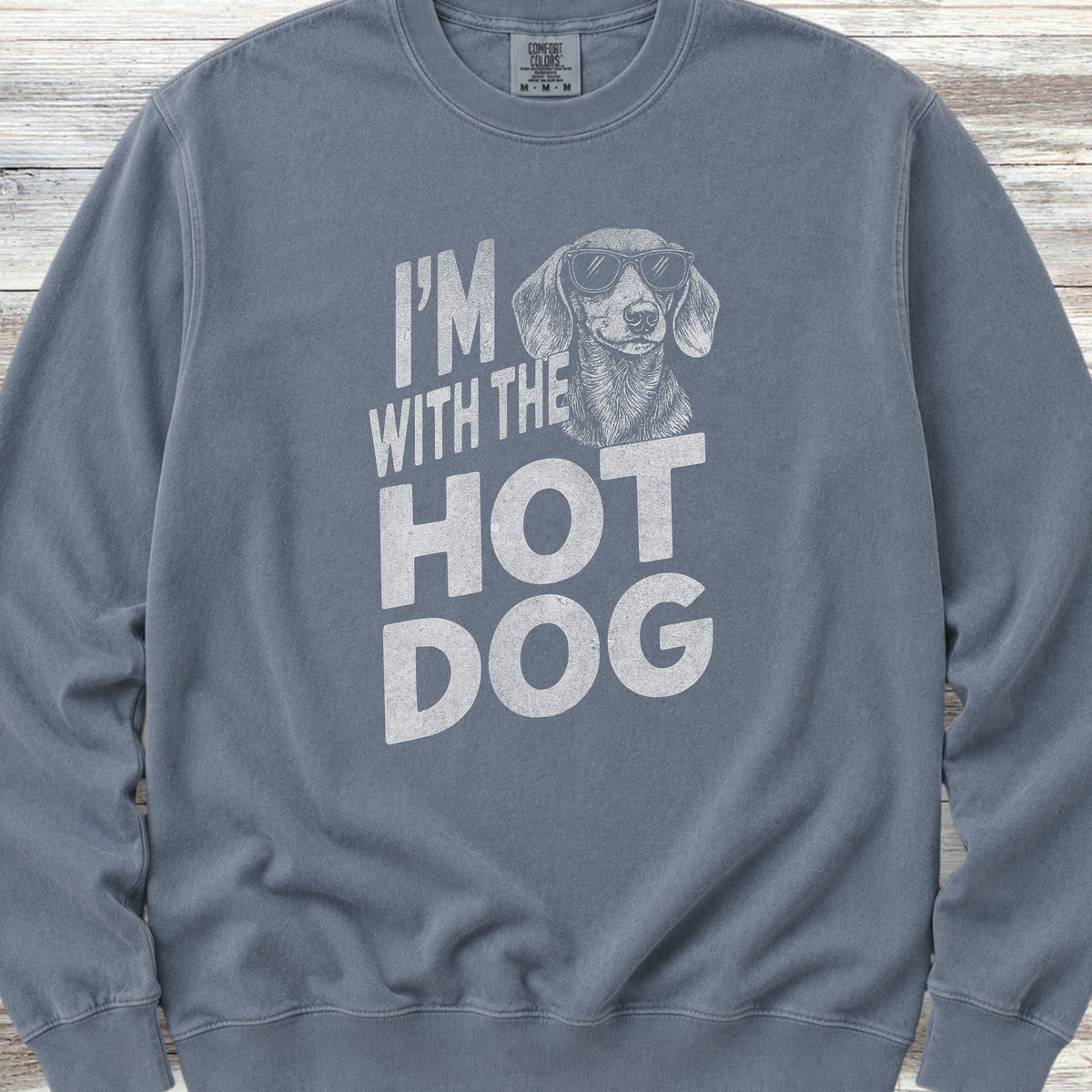 Dachshund Hot Dog Sweatshirt - Blue Jean