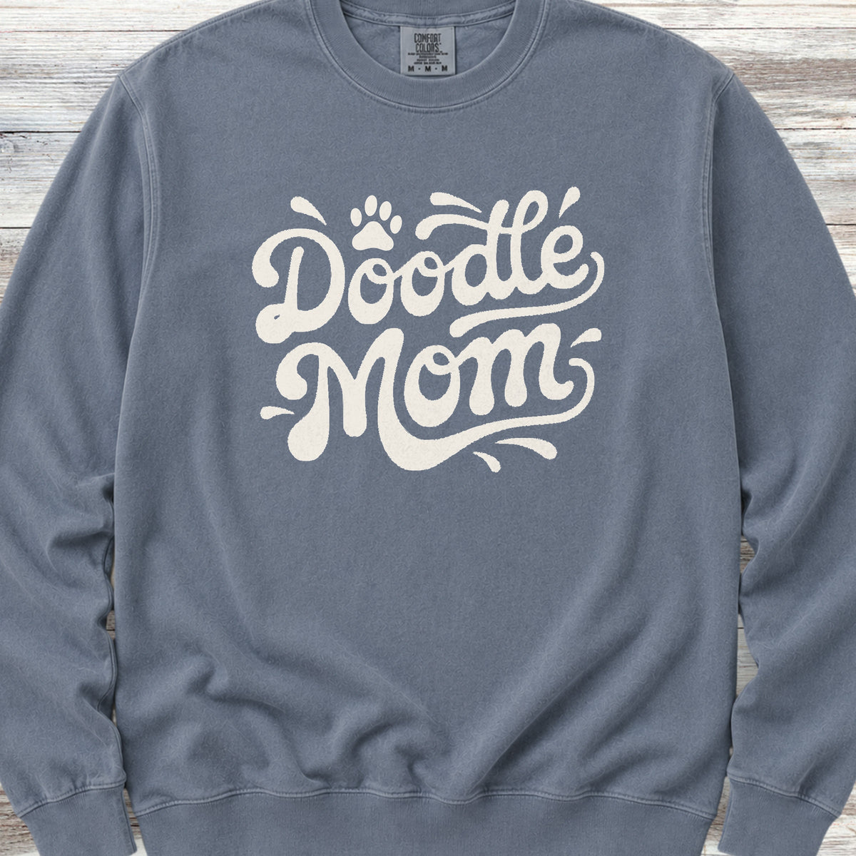Doodle Groovy Mom Sweatshirt - Blue Jean