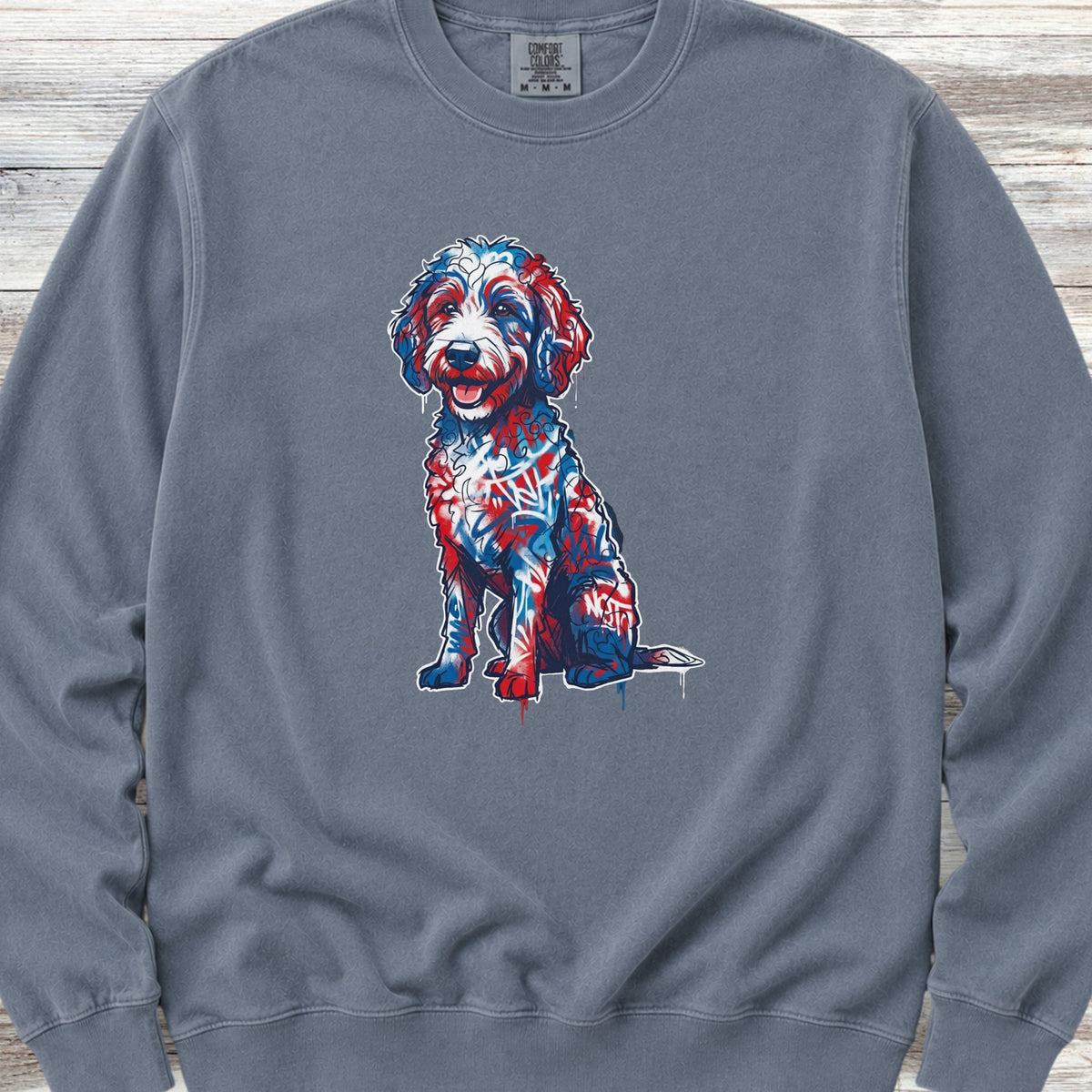 Doodle American Graffiti Art Sweatshirt - Blue Jean