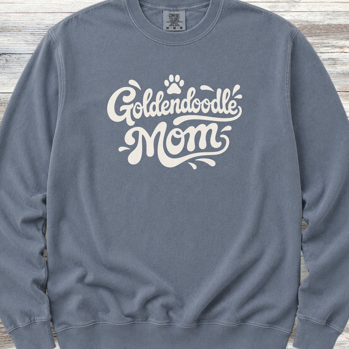 Goldendoodle Groovy Mom Sweatshirt - Blue Jean