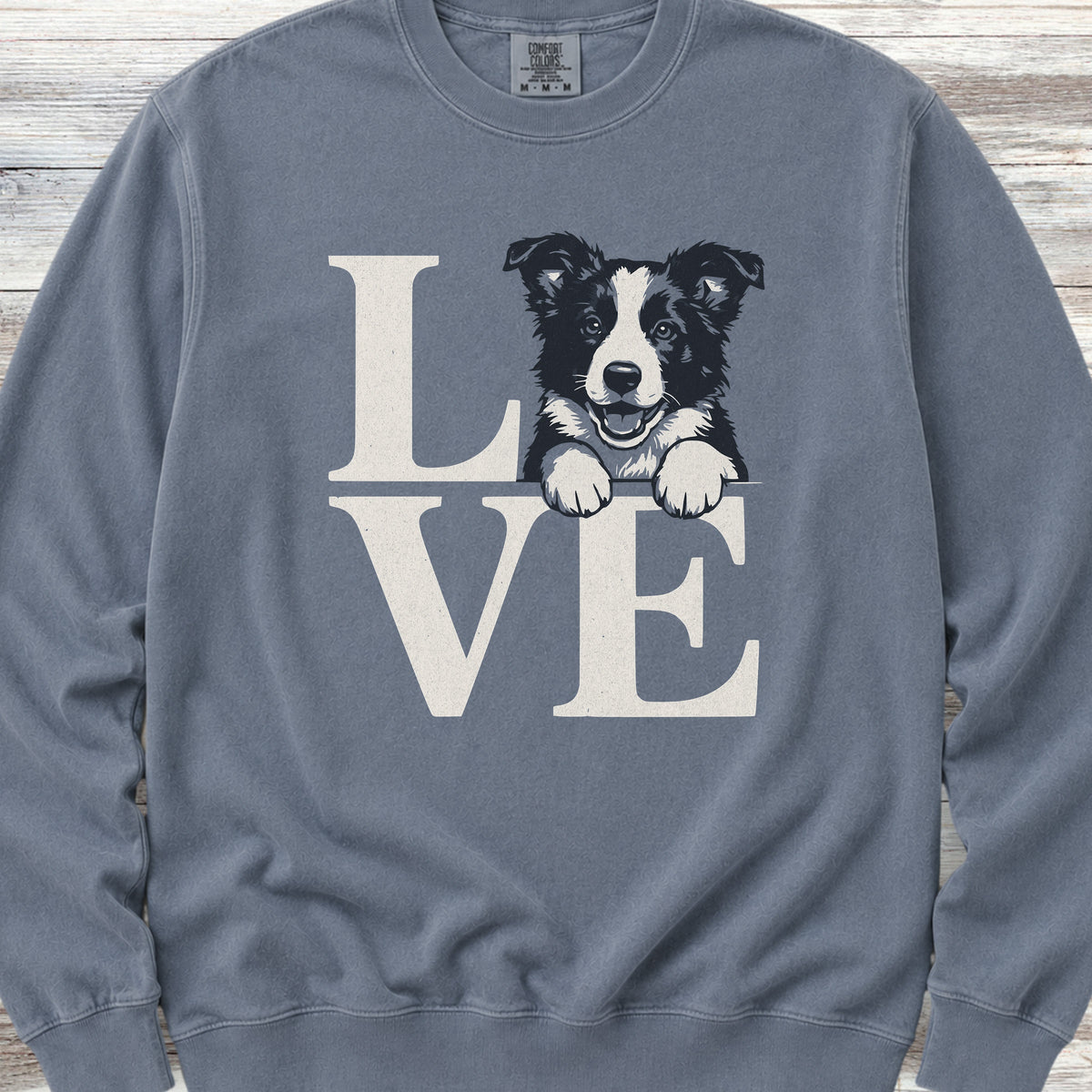 Border Collie Puppy Love Sweatshirt - Blue Jean