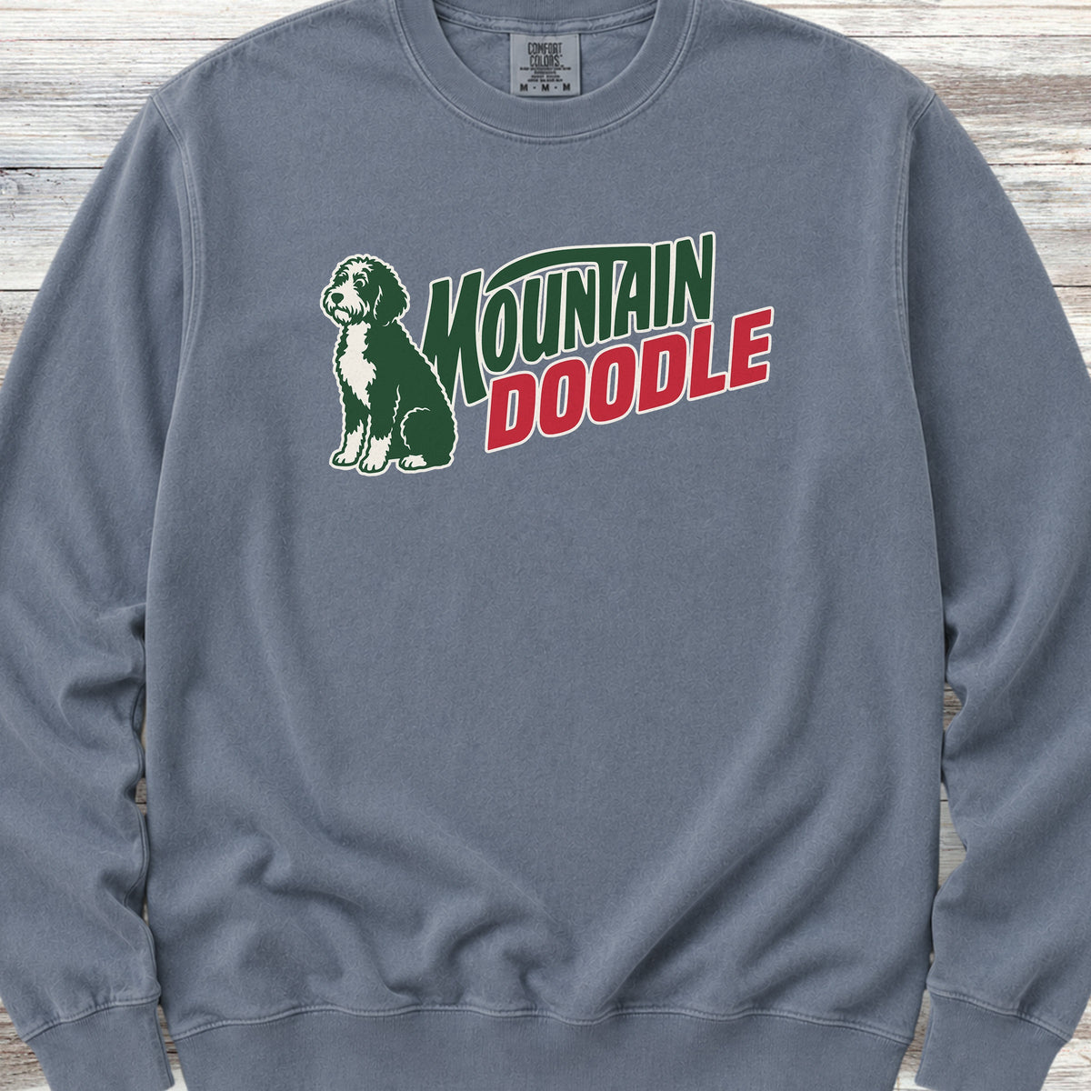 Bernedoodle Mountain Doodle Sweatshirt - Blue Jean
