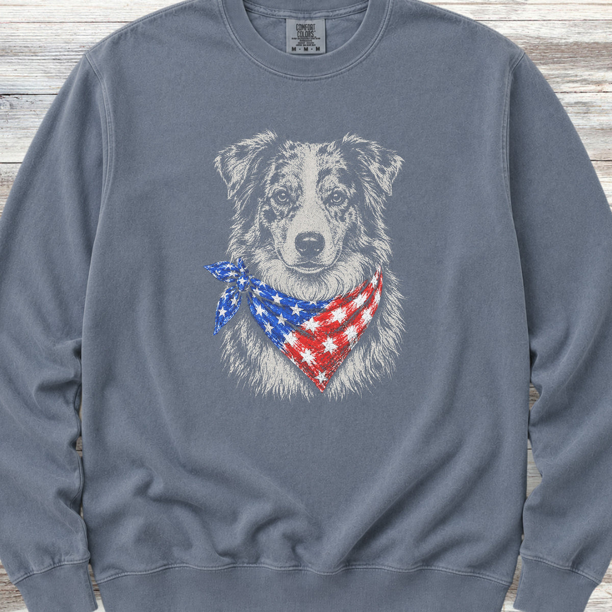Australian Shepherd Merle Patriot Sweatshirt - Blue Jean