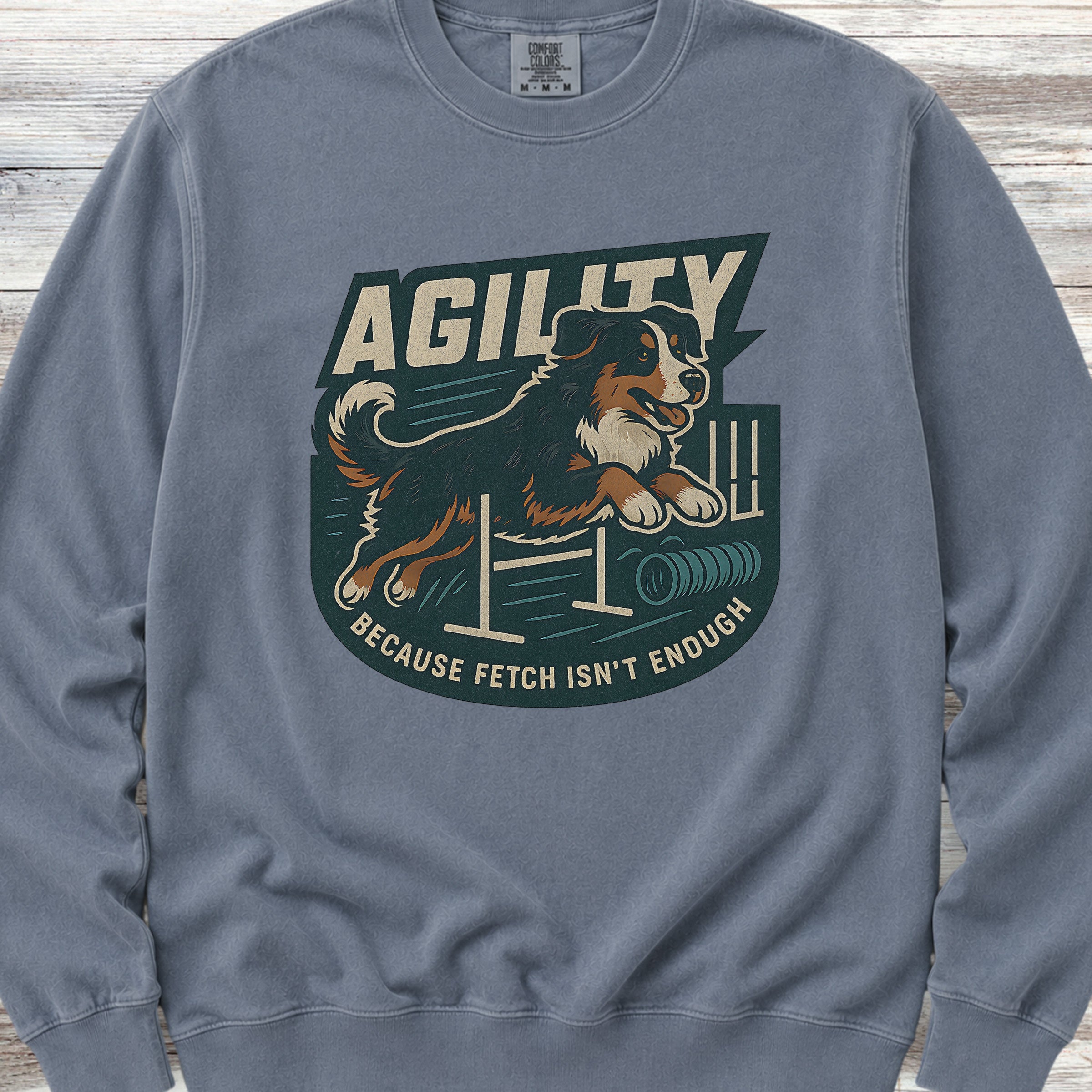 Bernese Mountain Dog Agility Sweatshirt - Blue Jean