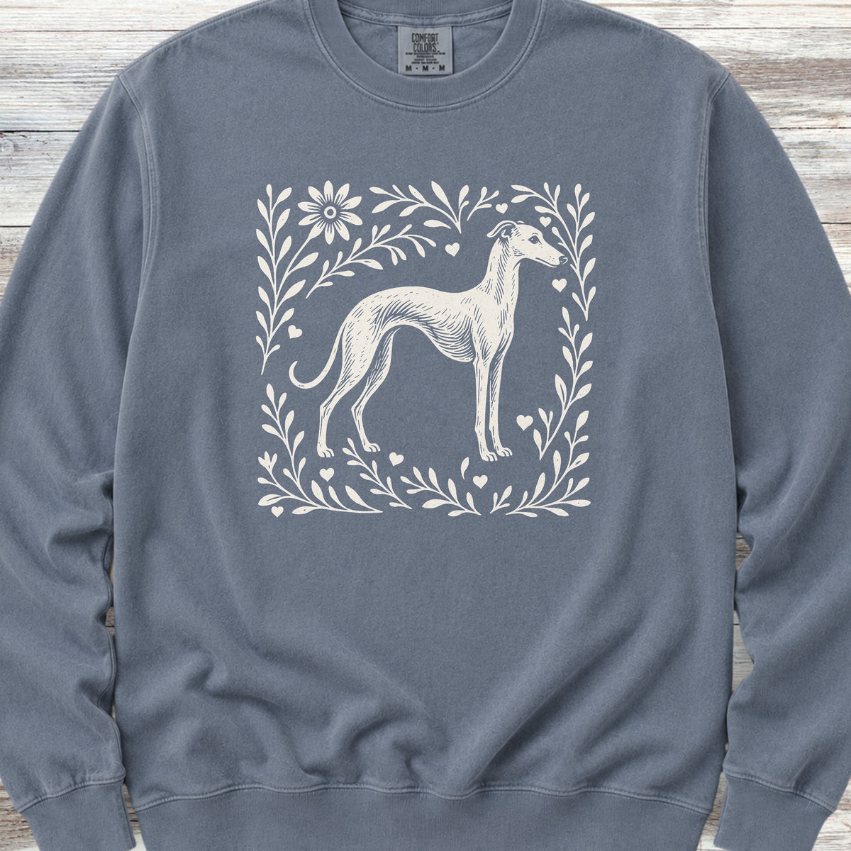 Whippet Linocut Sweatshirt - Blue Jean