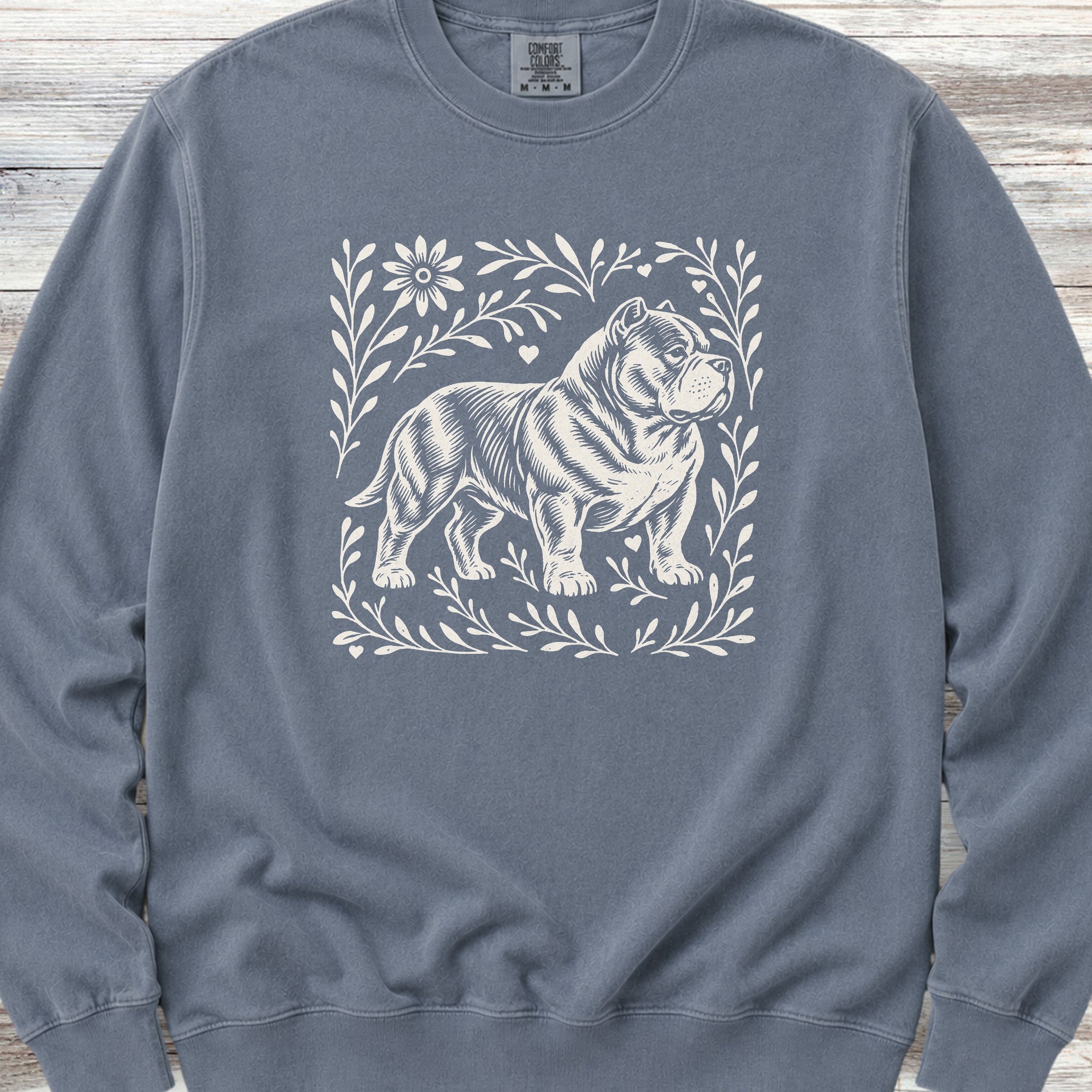 American Bully Linocut Sweatshirt - Blue Jean