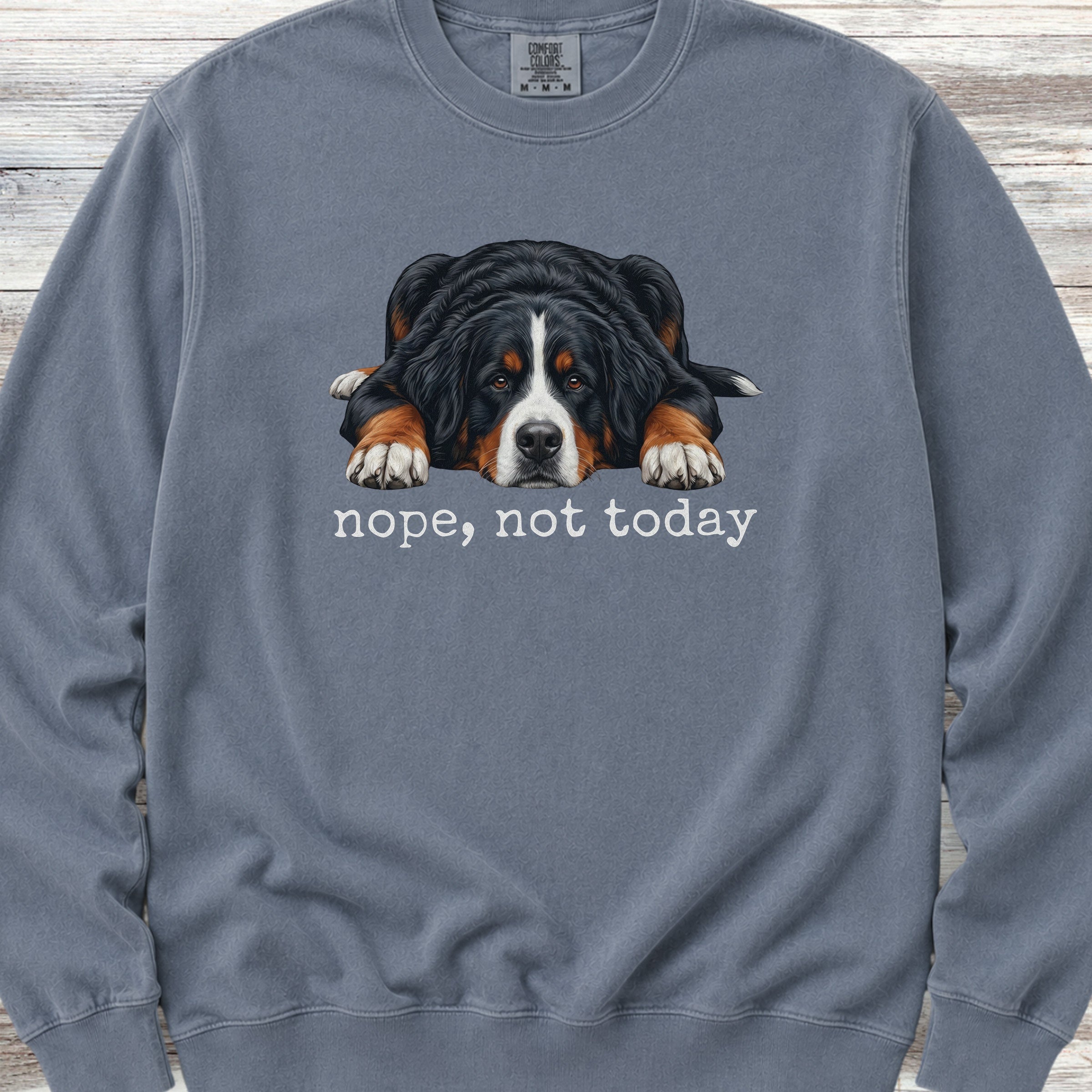 Swiss Mountain Dog Nope Sweatshirt - Blue Jean