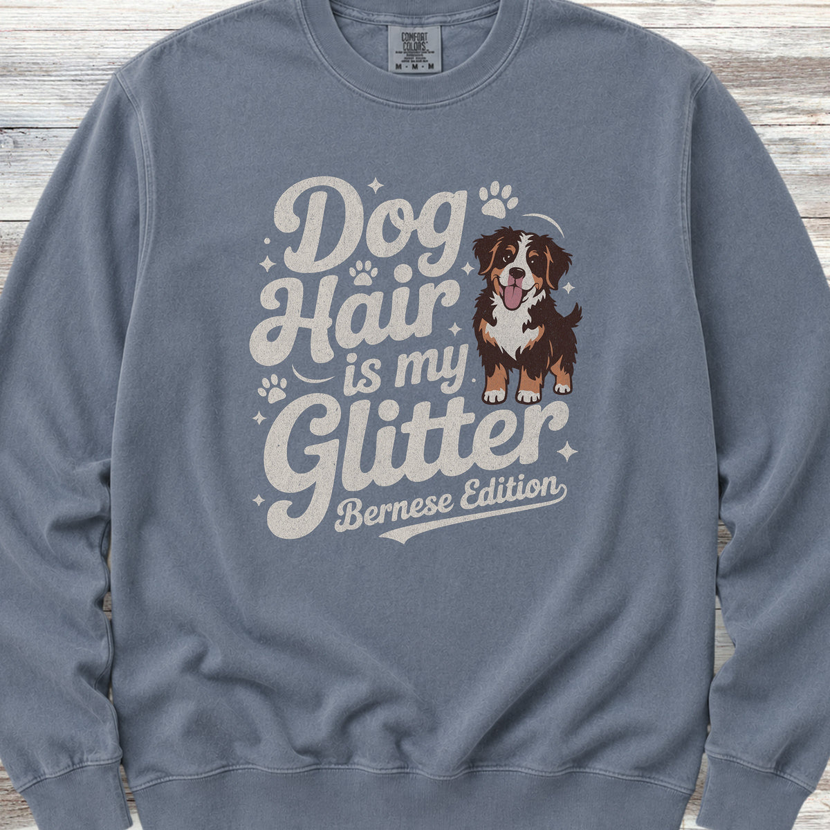 Bernese Mountain Dog Glitter Sweatshirt - Blue Jean