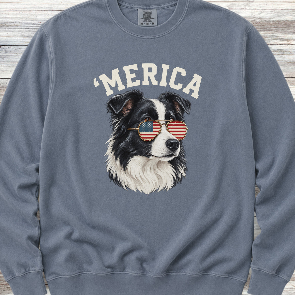 Border Collie 'Merica Sweatshirt - Blue Jean