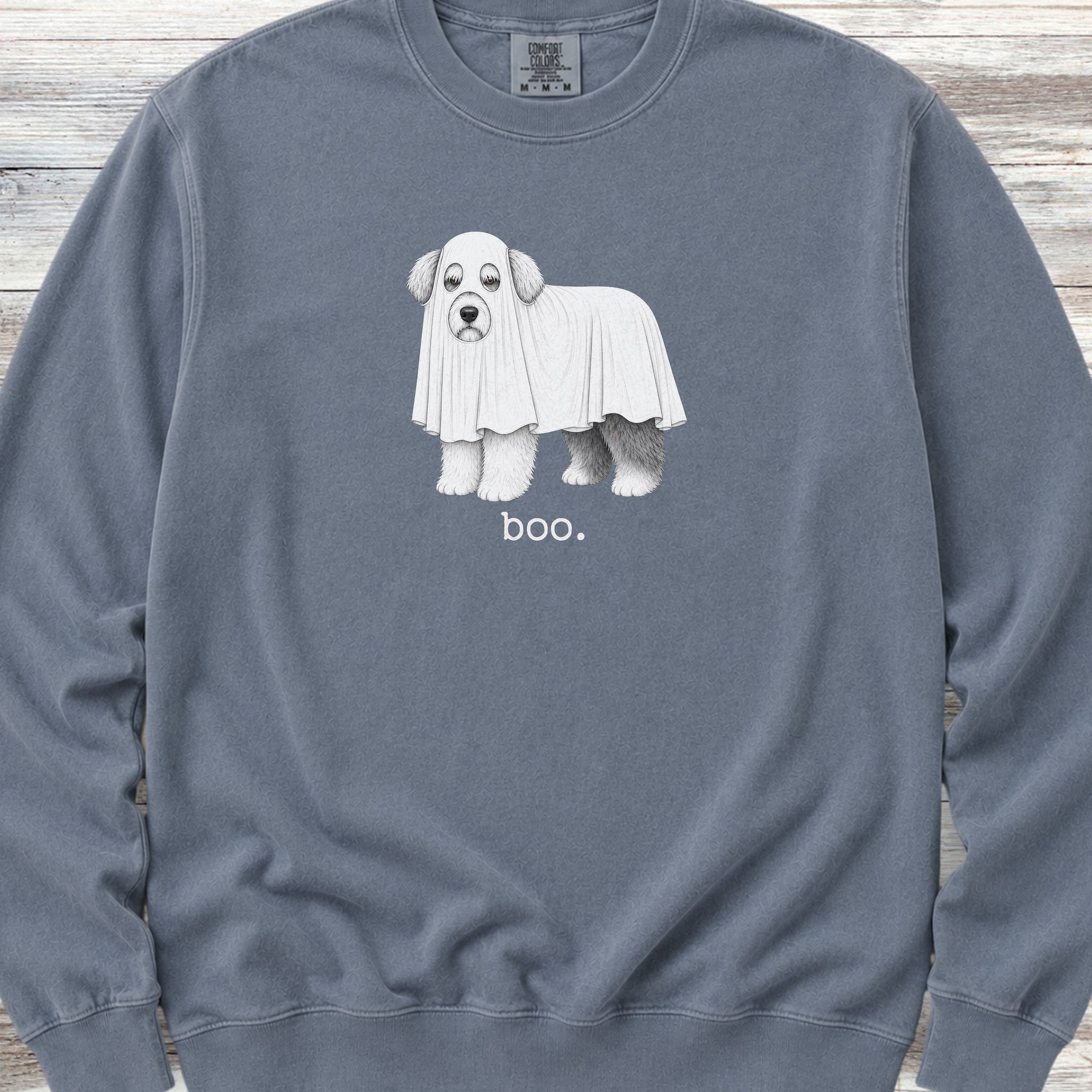 Old English Sheepdog Boo Sweatshirt - Blue Jean
