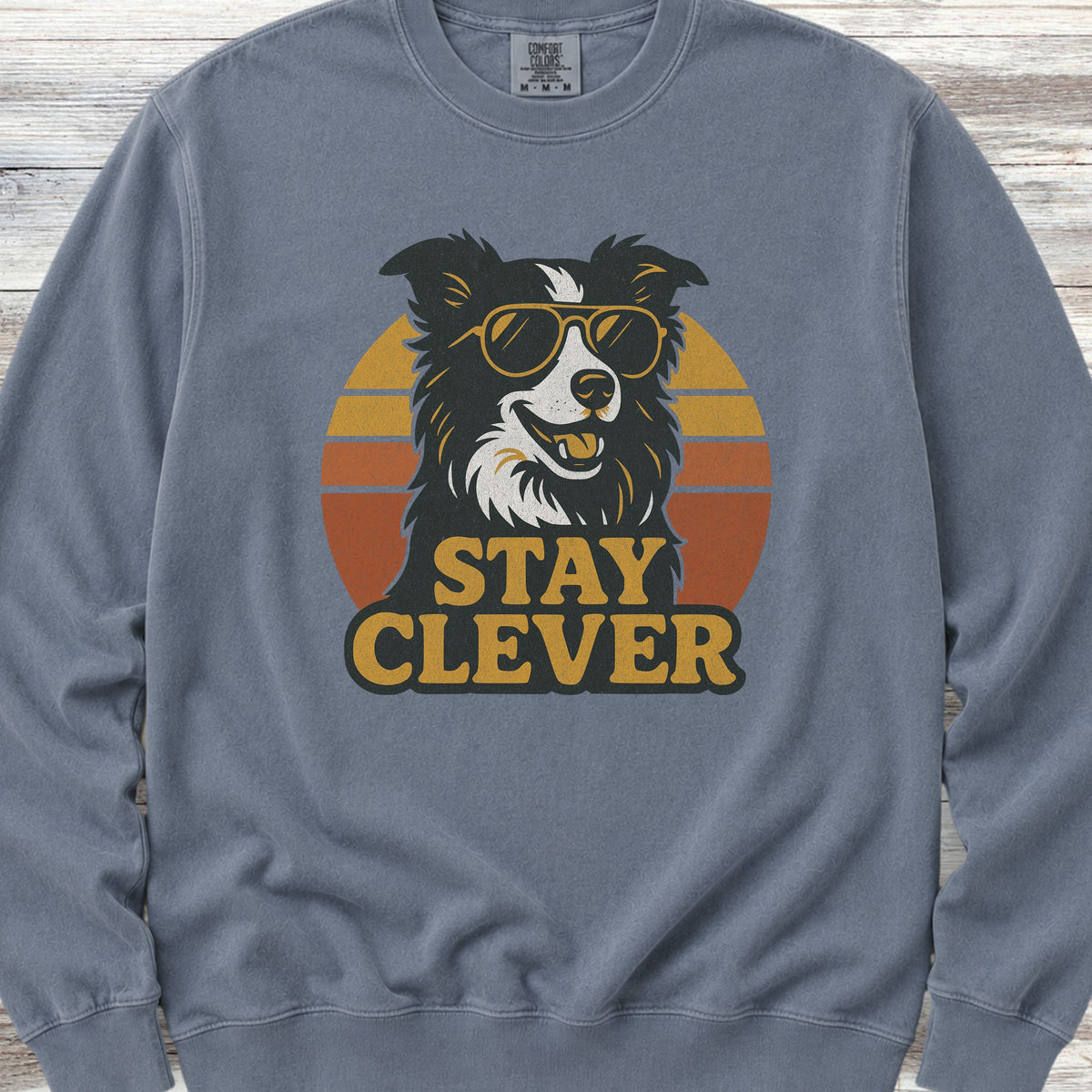 Border Collie Stay Clever Sweatshirt - Blue Jean
