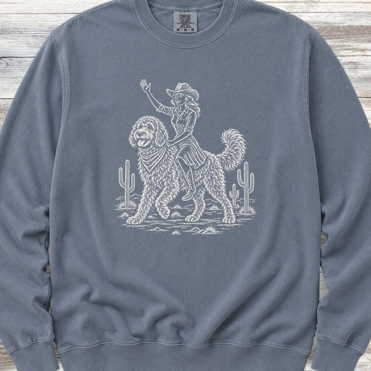 Doodle Cowgirl Sweatshirt - Blue Jean