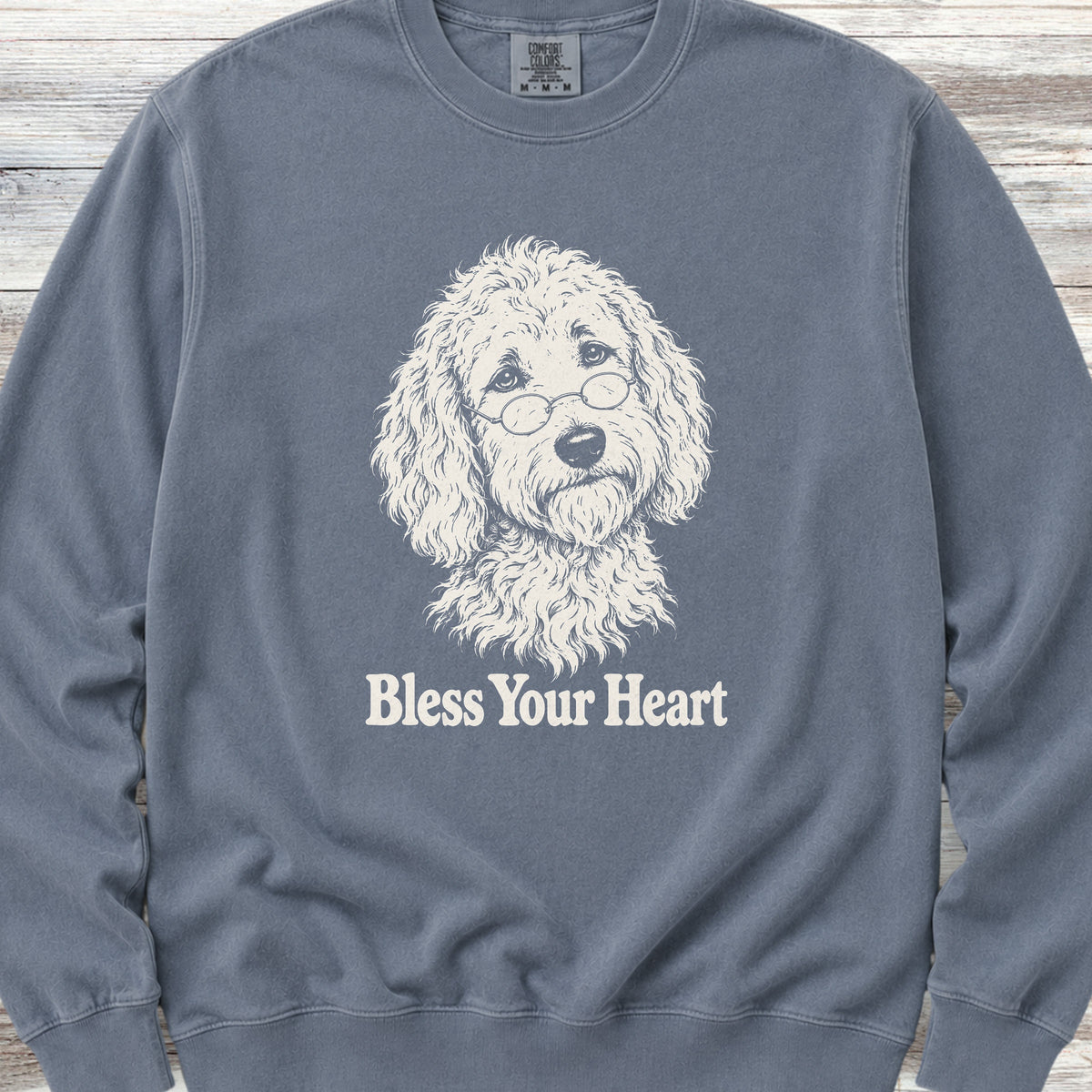 Goldendoodle Bless Your Heart Sweatshirt - Blue Jean