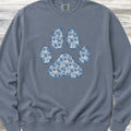 Blue Floral Paw Print Sweatshirt - Blue Jean