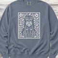 Schnauzer Dark Folk Art Floral Sweatshirt - Blue Jean