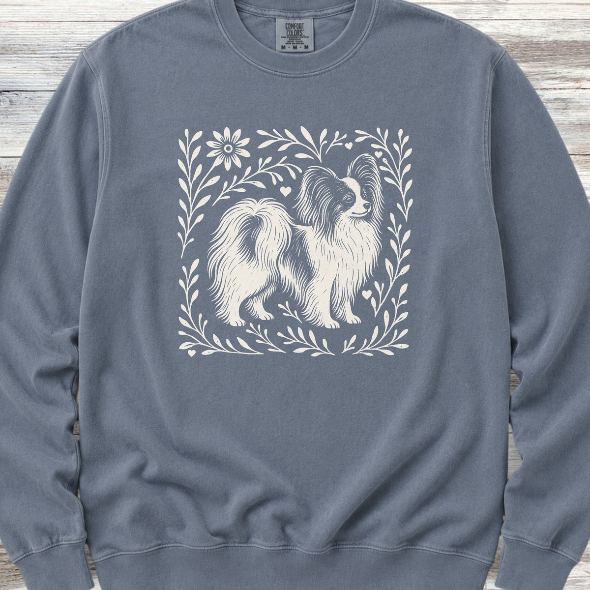 Papillon Linocut Sweatshirt - Blue Jean