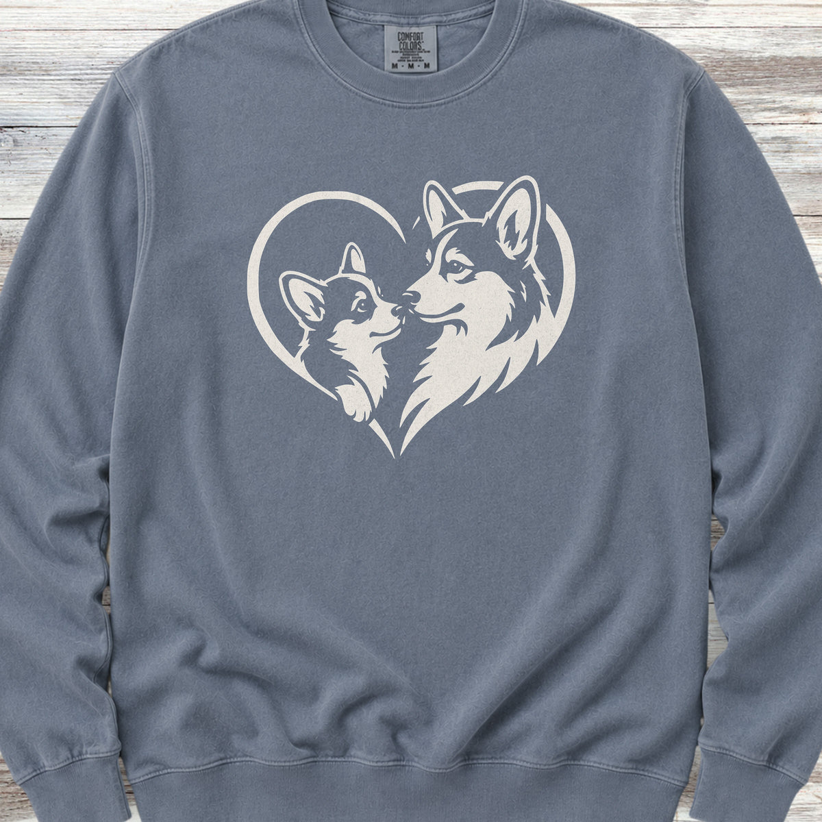 Corgi Heart Bond Sweatshirt - Blue Jean
