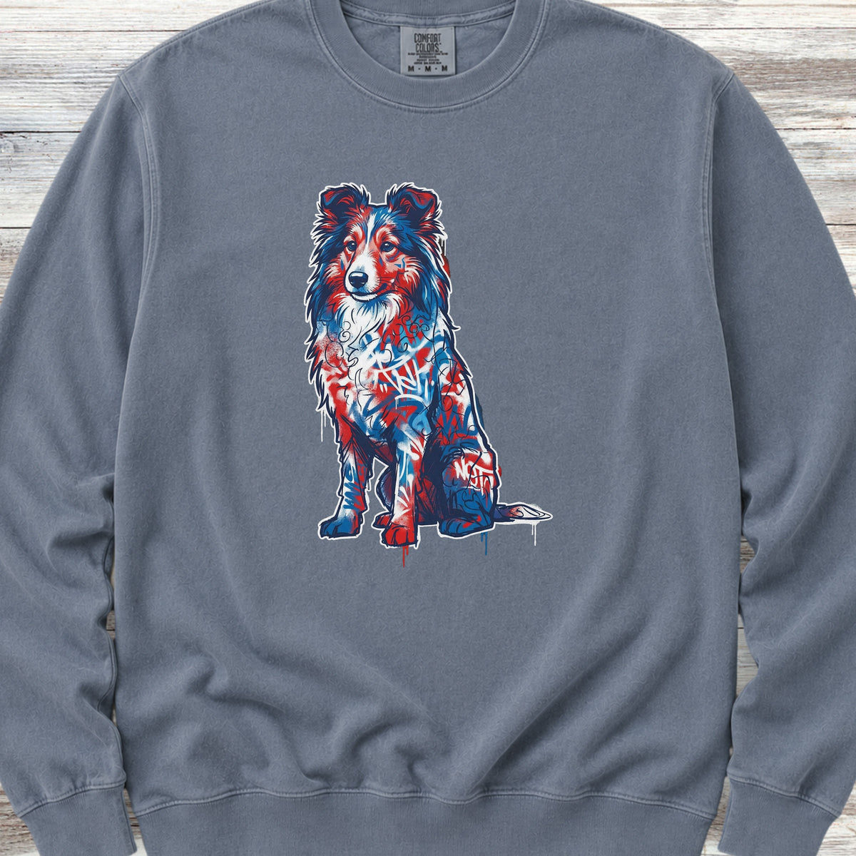 Shetland Sheepdog American Grafitti Sweatshirt - Blue Jean
