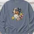 Australian Shepherd Merle Blue Eyes Portrait Sweatshirt - Blue Jean