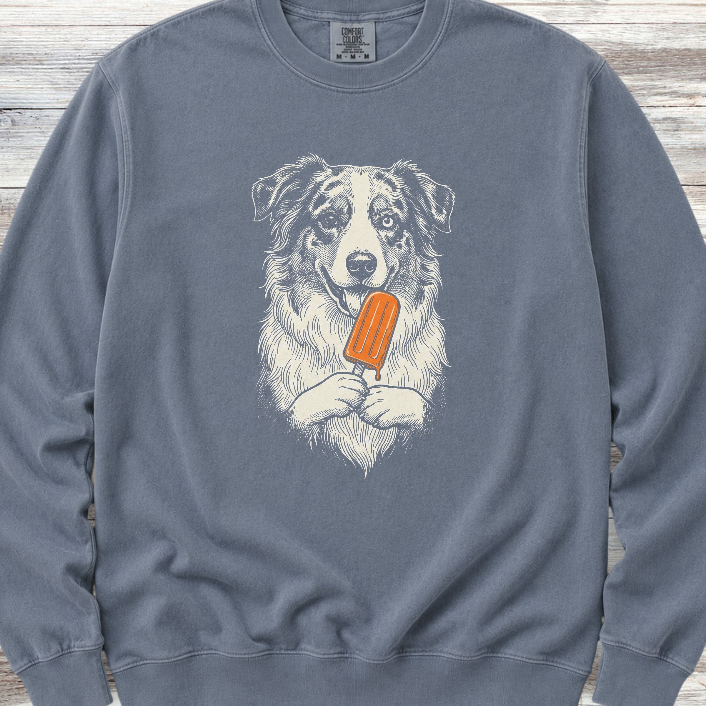 Australian Shepherd Pupsicle Sweatshirt - Blue Jean