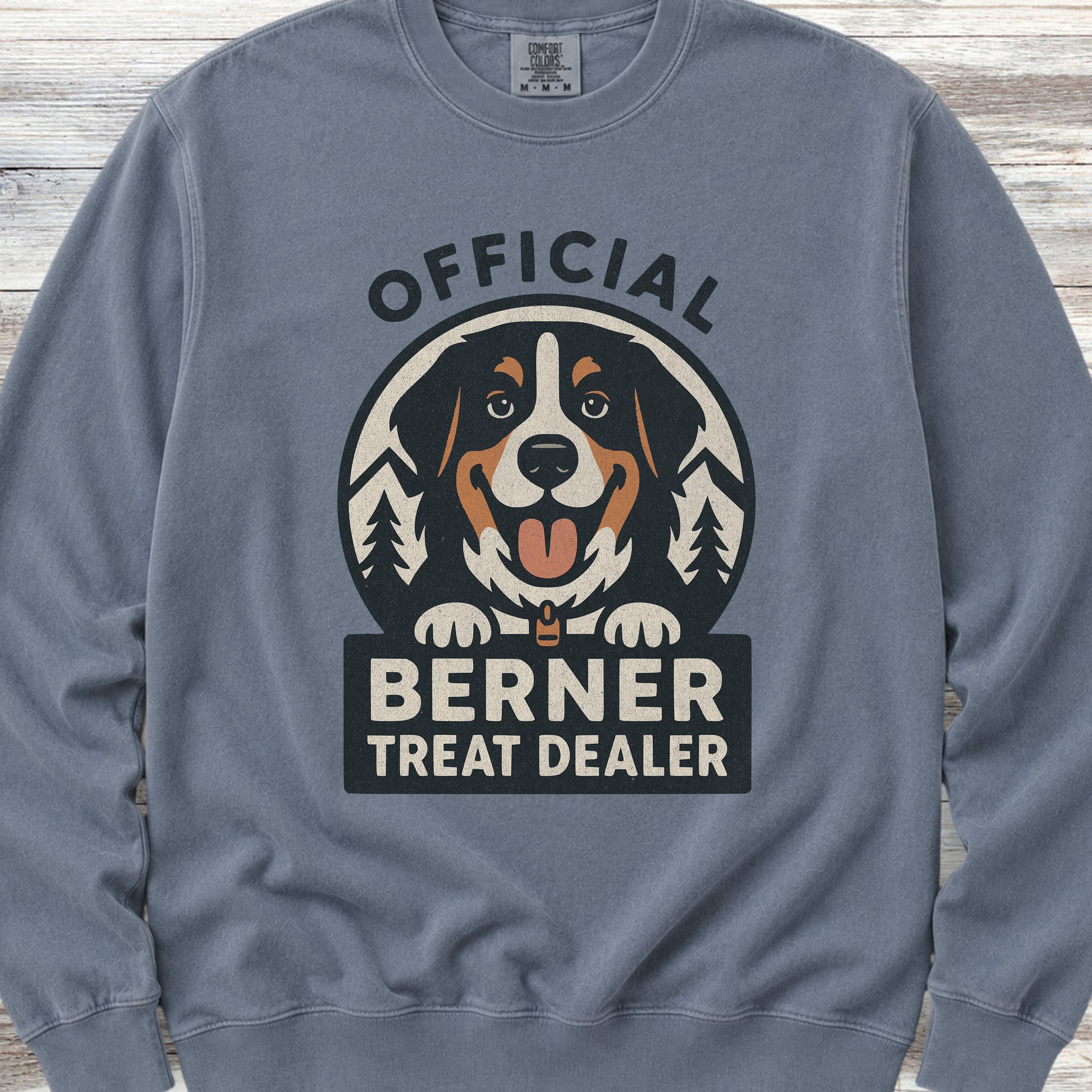 Bernese Mountain Dog Treat Dealer Sweatshirt - Blue Jean