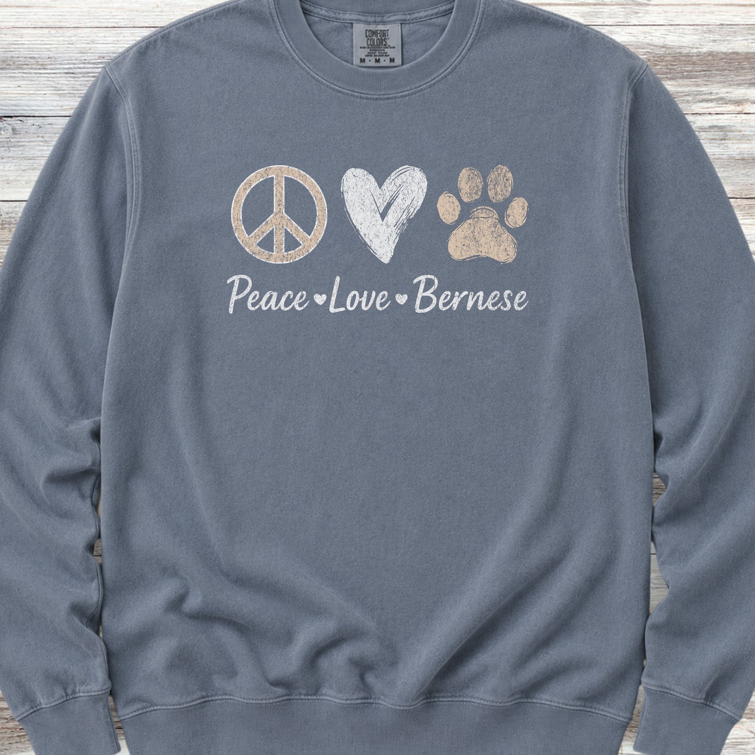 Bernese Mountain Dog Peace Sweatshirt - Blue Jean