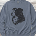 Border Collie Woodcut Portrait Sweatshirt - Blue Jean