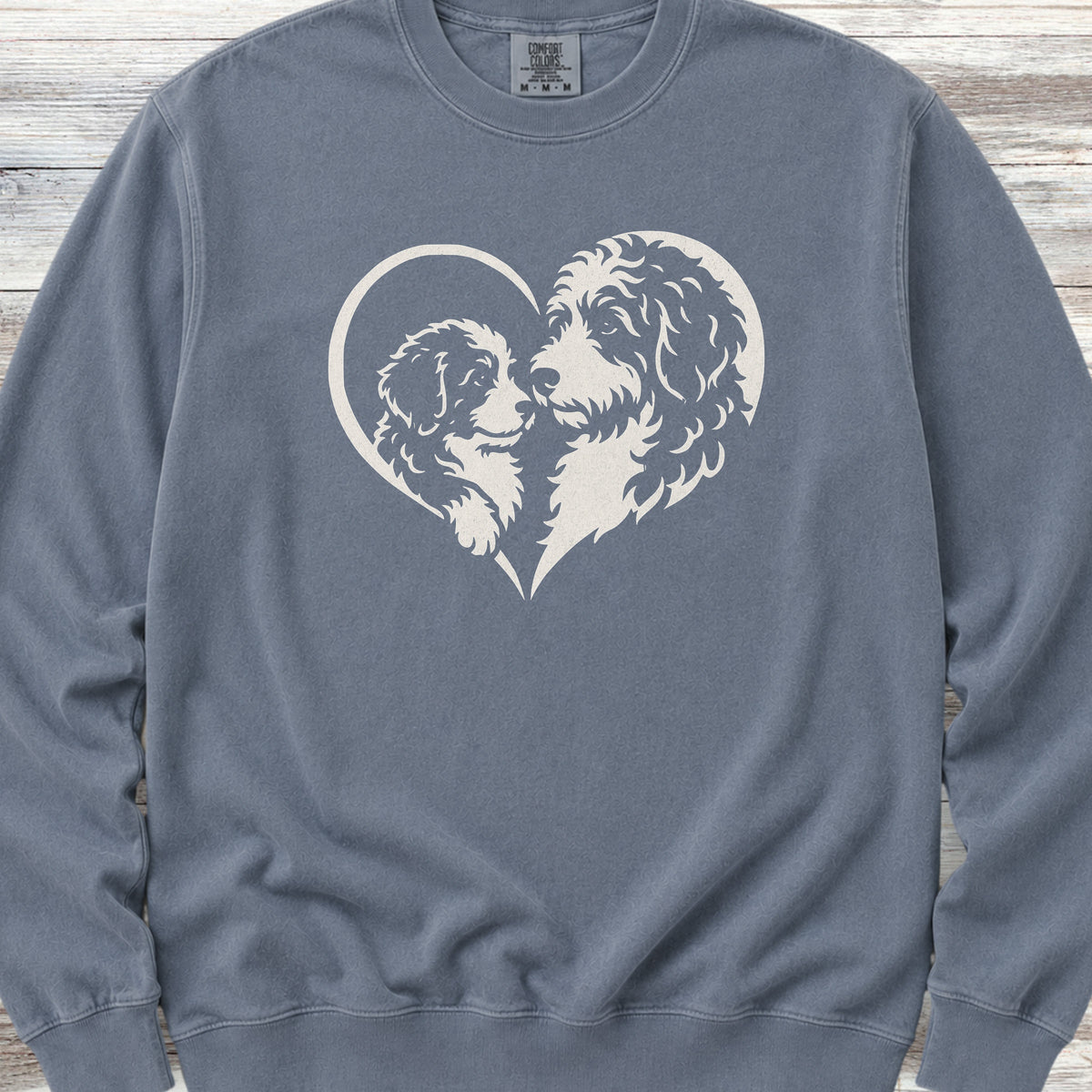 Bernedoodle Heart Bond Sweatshirt - Blue Jean