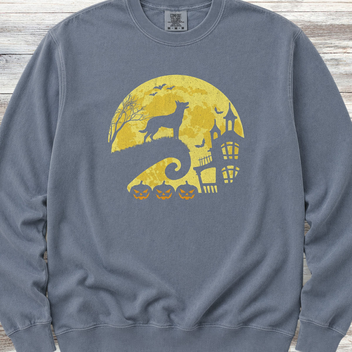 Dutch Shepherd Halloween Moon Sweatshirt - Blue Jean