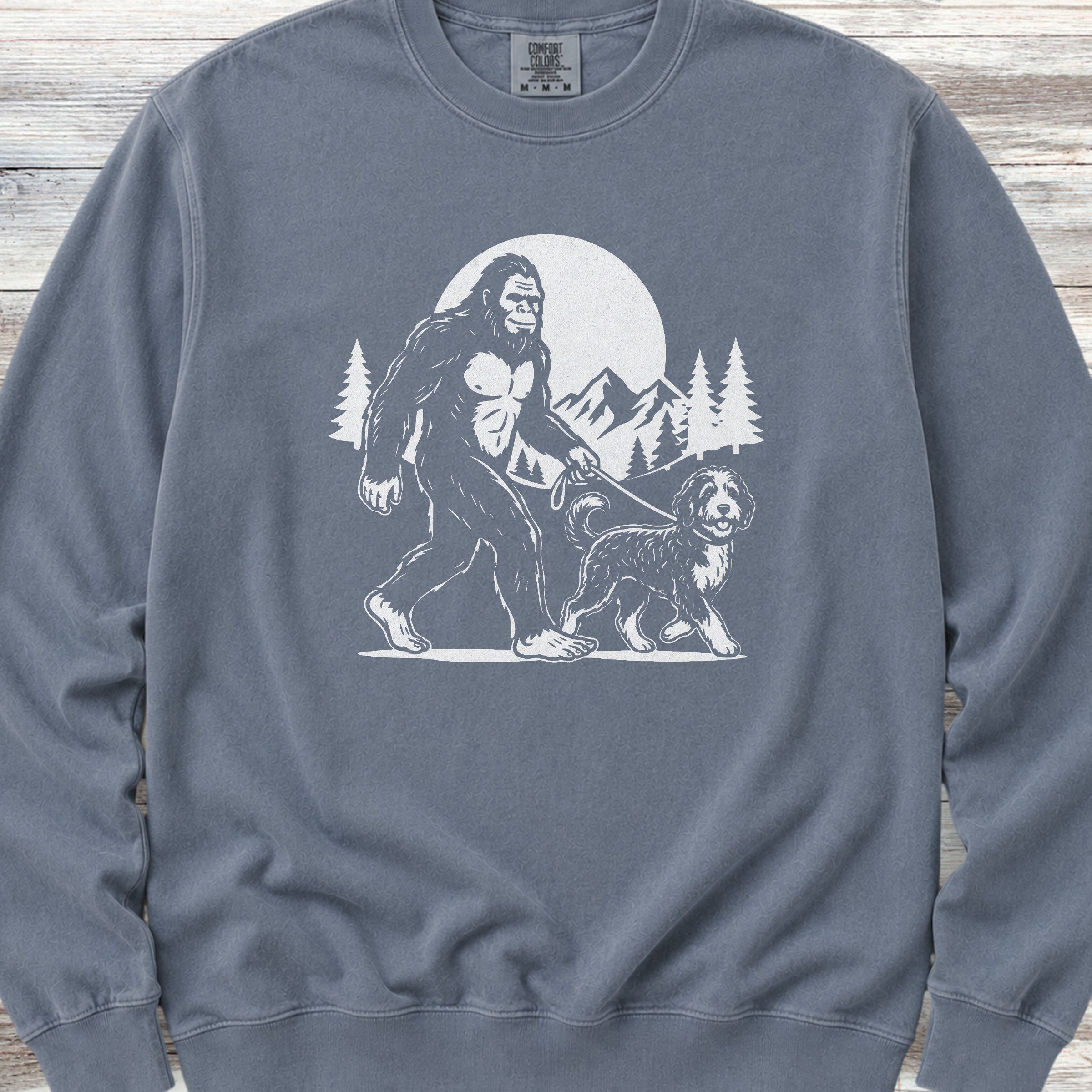 Bernedoodle & Bigfoot Sweatshirt - Blue Jean