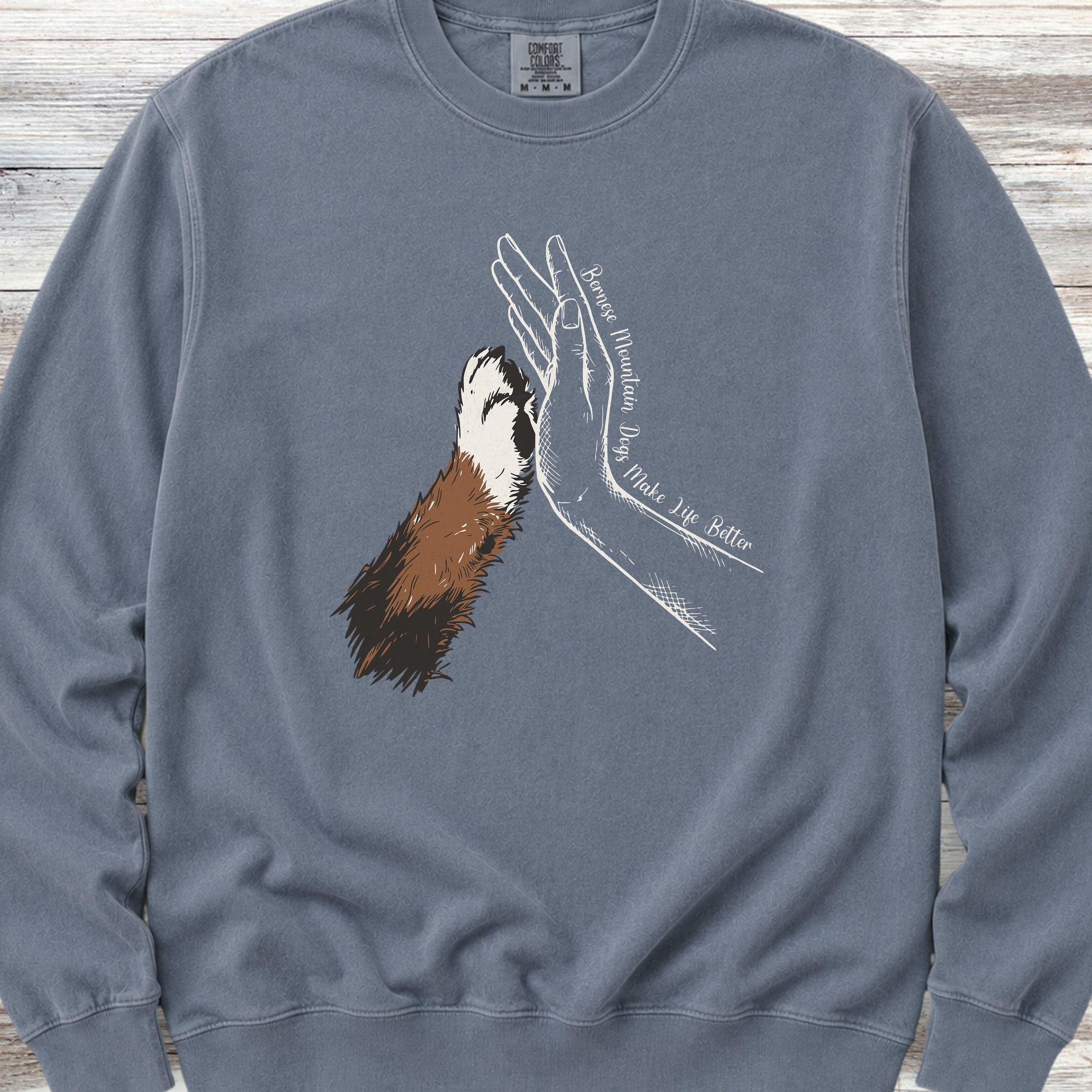 Bernese Mountain Dog Together Sweatshirt - Blue Jean