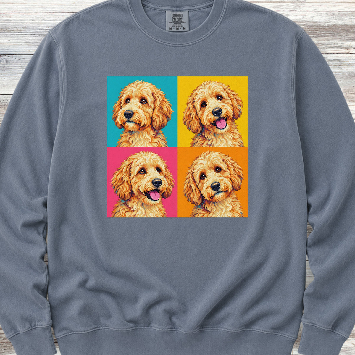 Goldendoodle Pop Art Sweatshirt - Blue Jean