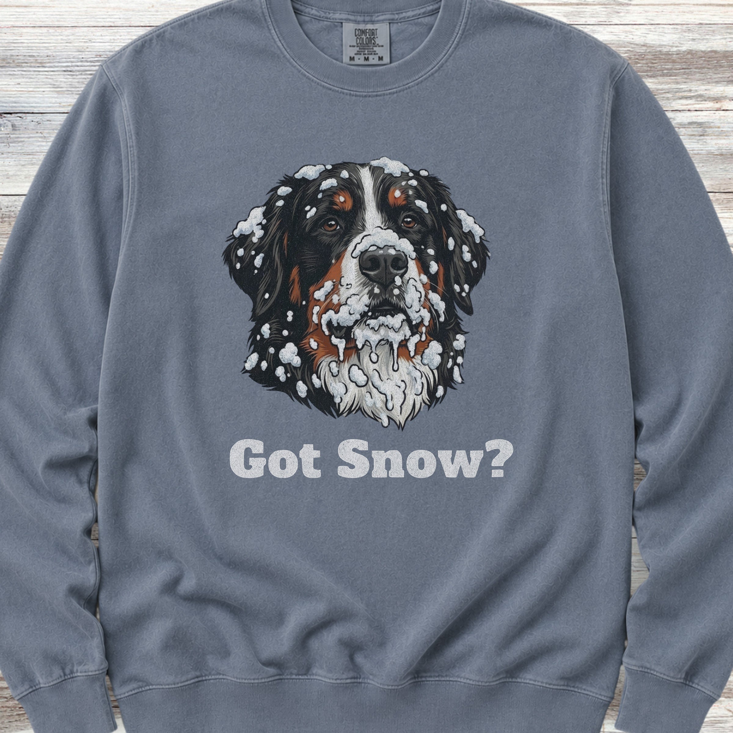 Bernese Mountain Dog Got Snow Sweatshirt - Blue Jean