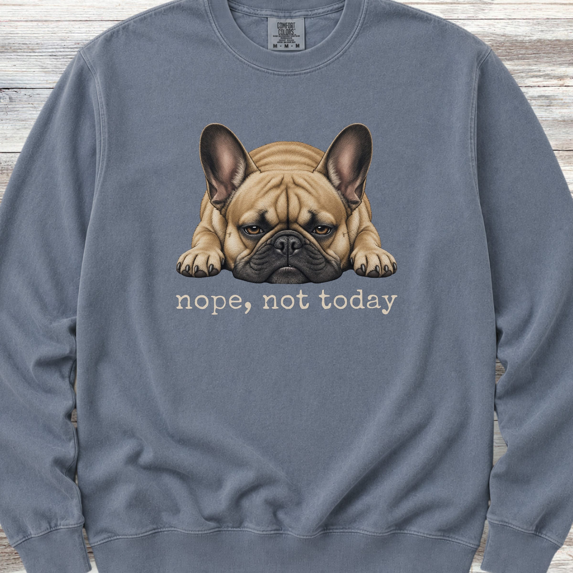 French Bulldog Nope Sweatshirt - Blue Jean