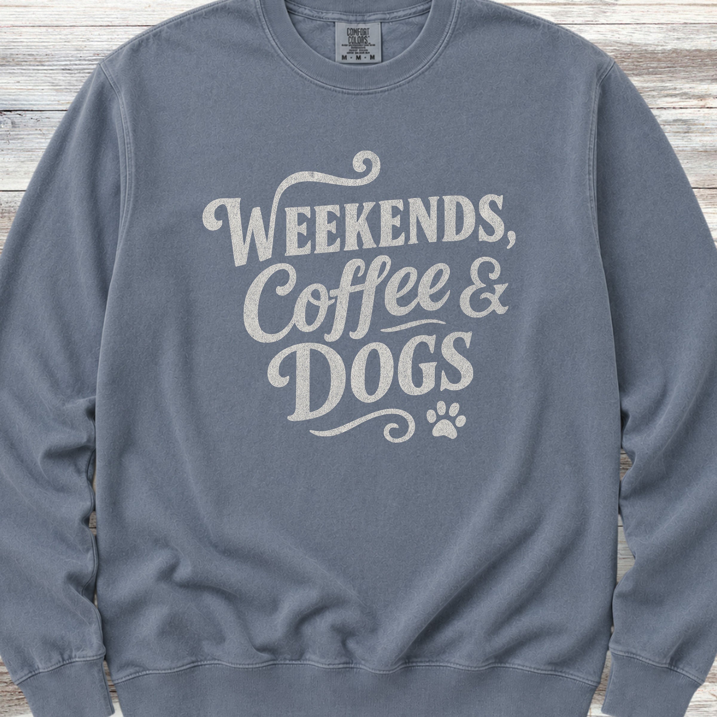 Weekends Coffee Dogs Sweatshirt - Blue Jean