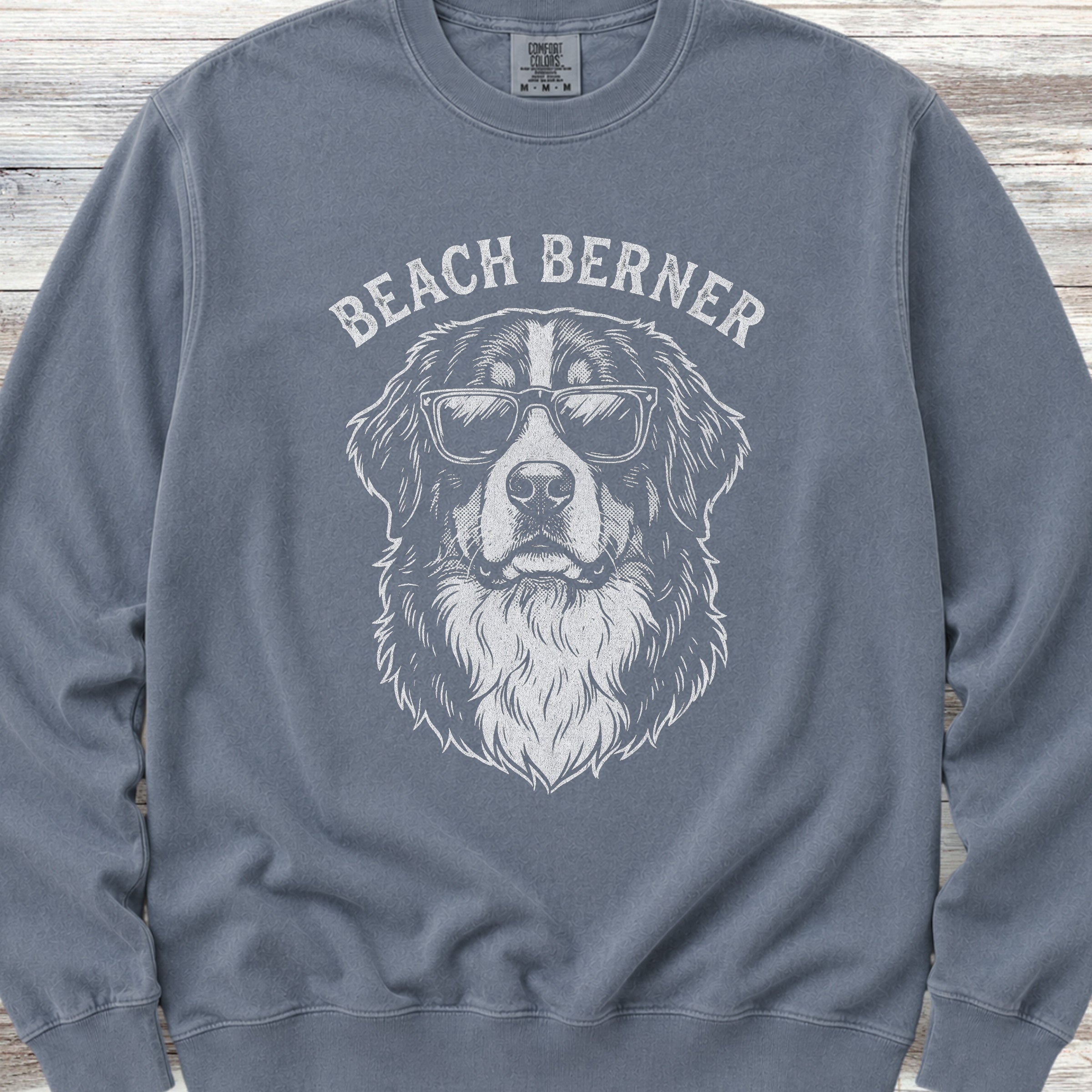 Bernese Mountain Dog Beach Berner Sweatshirt - Blue Jean