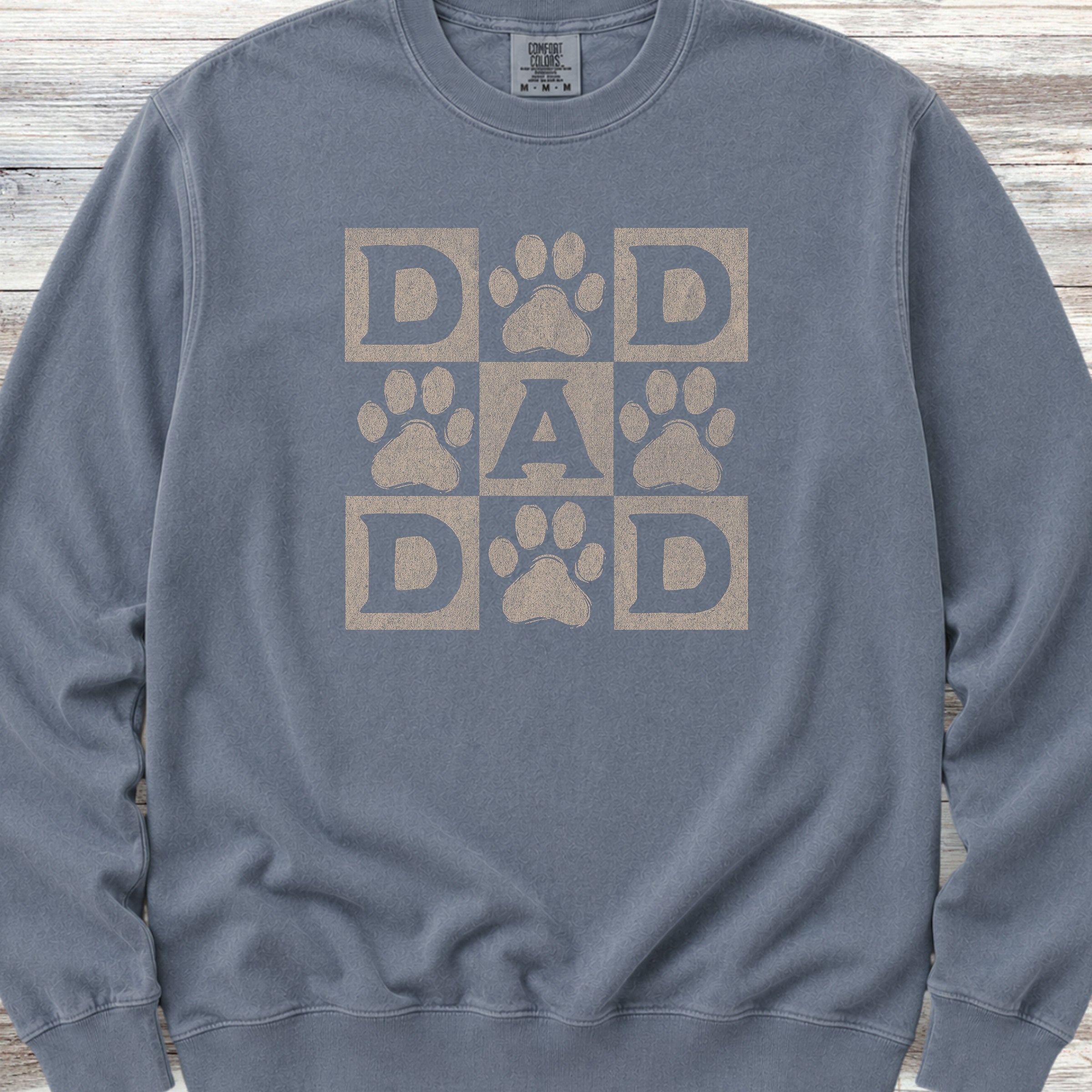 Paw Print Dad Sweatshirt - Blue Jean