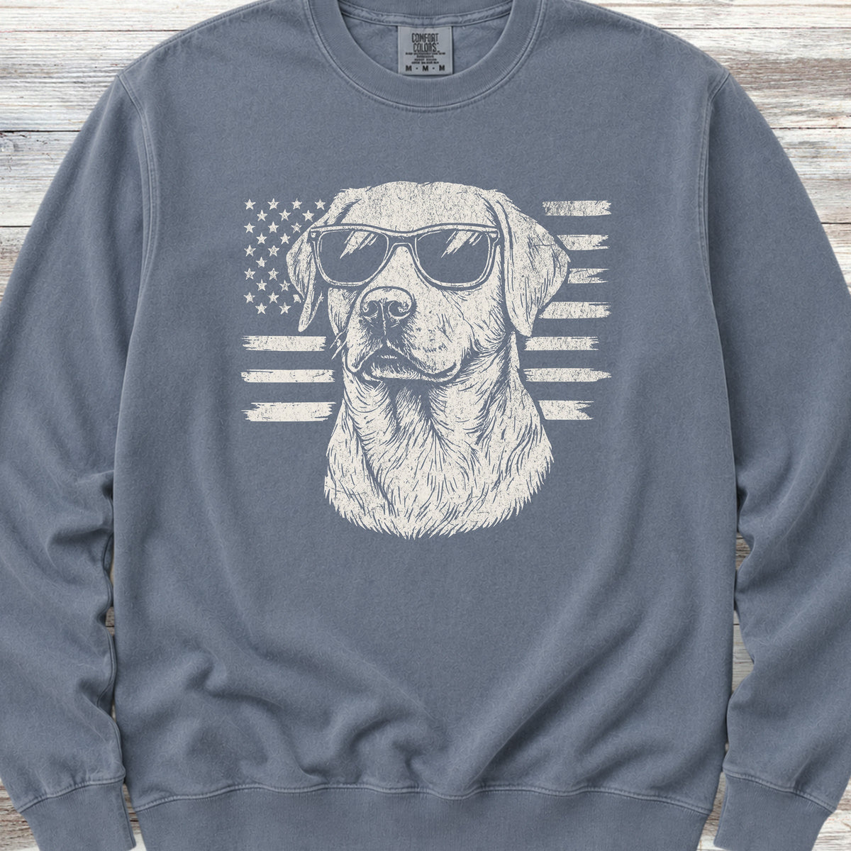 Labrador Retriever Flag Sweatshirt - Blue Jean