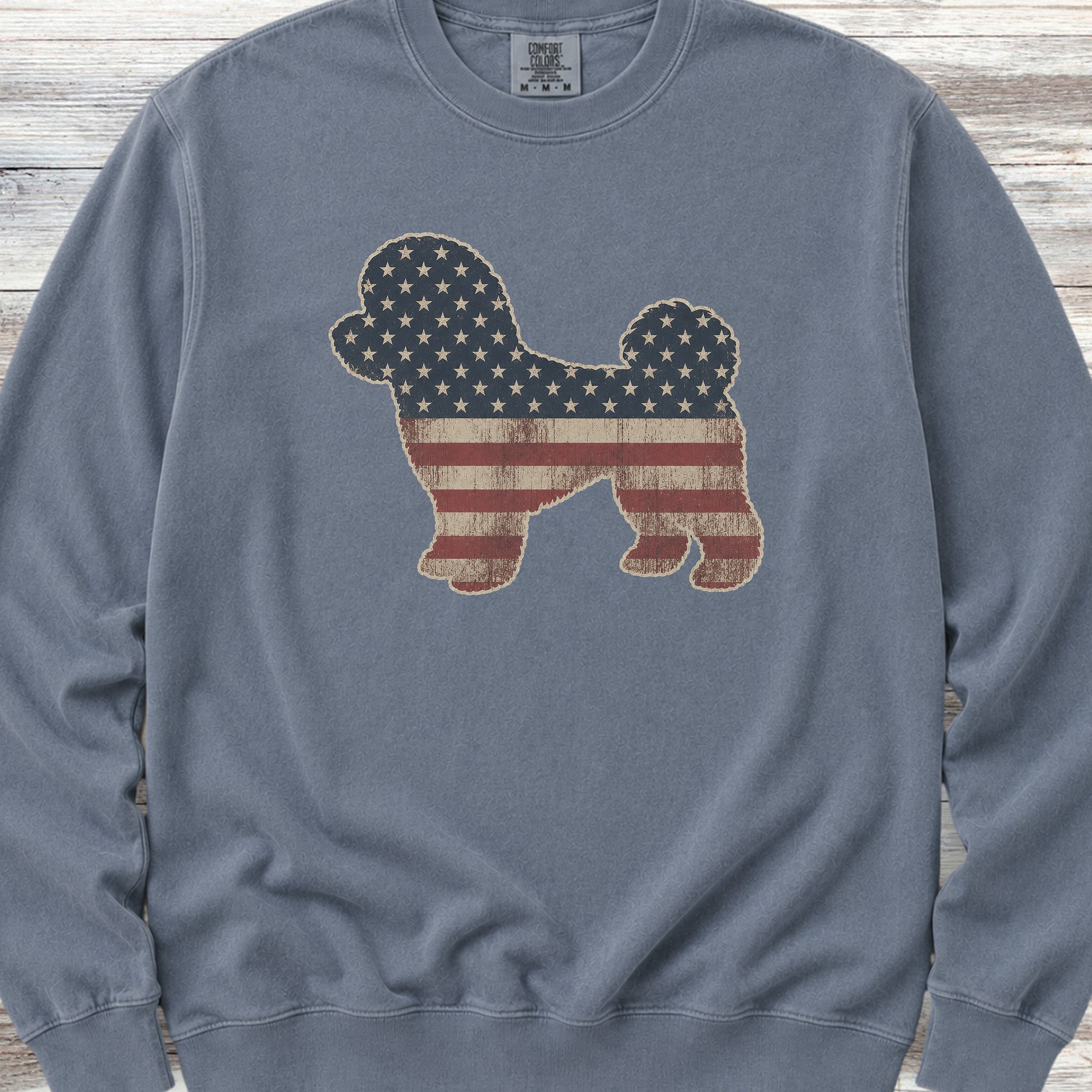 Bichon Frise Vintage USA Sweatshirt - Blue Jean