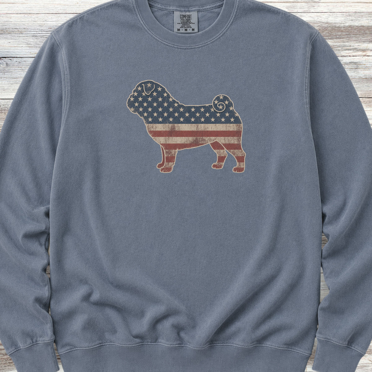 Pug Vintage USA Sweatshirt - Blue Jean
