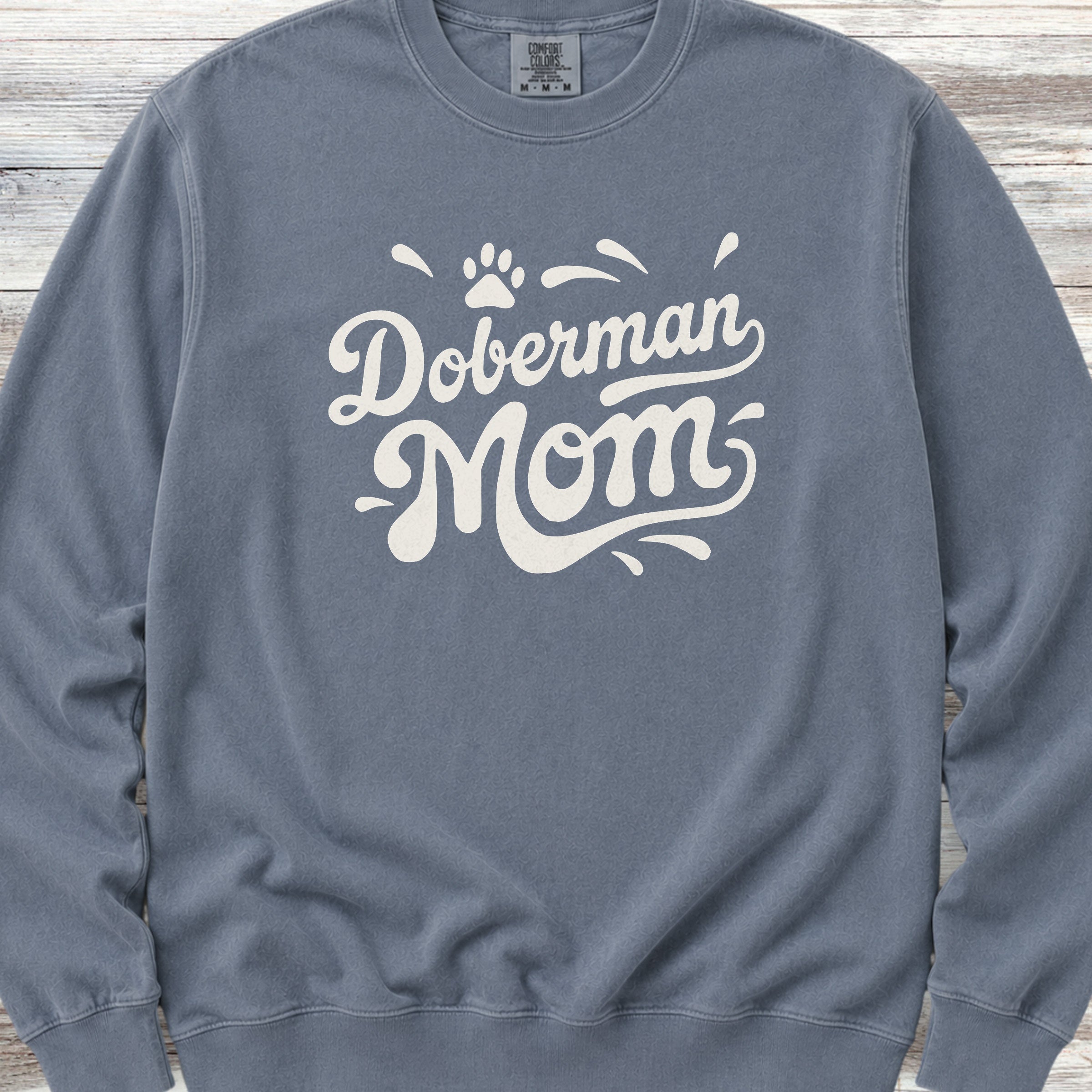 Doberman Groovy Mom Sweatshirt - Blue Jean